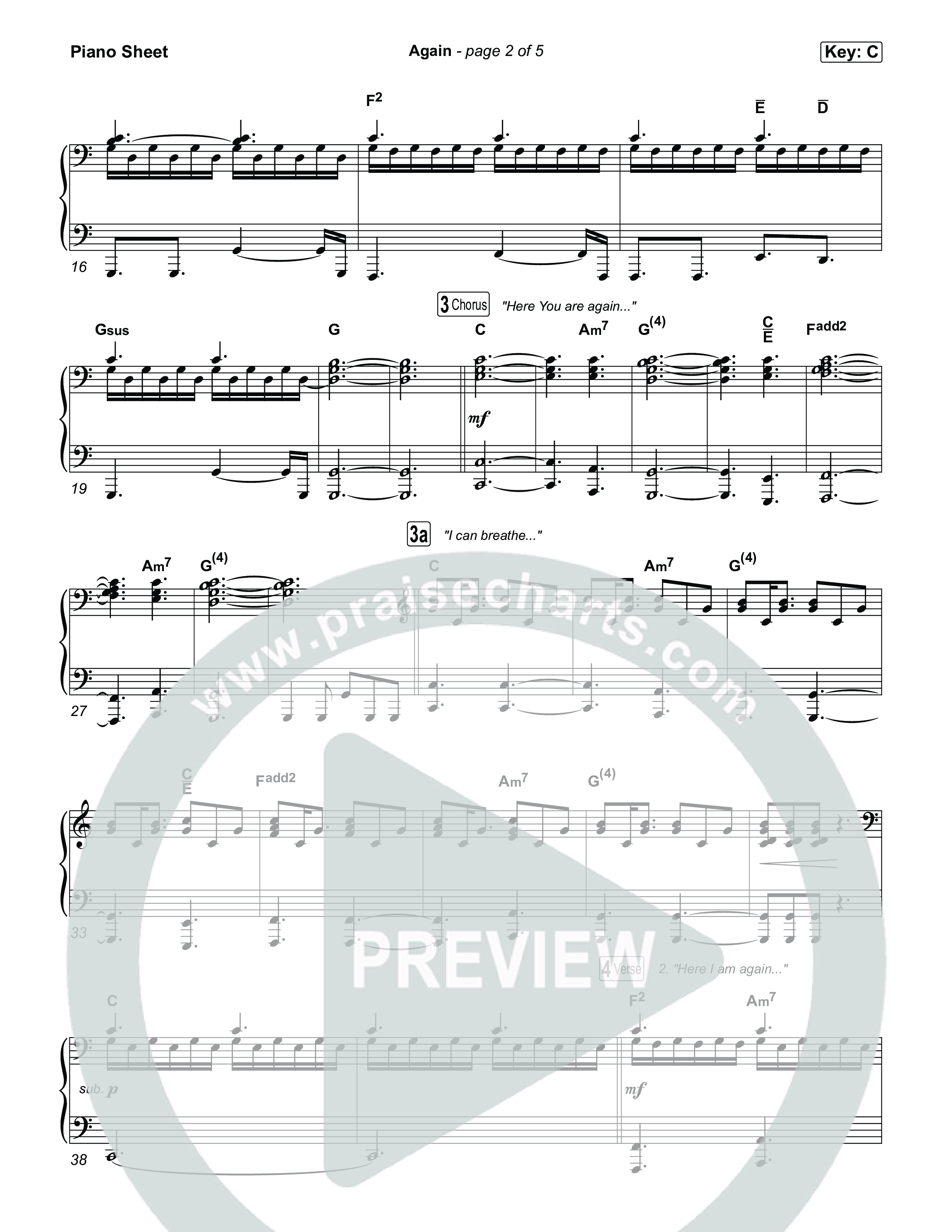 Again Piano Sheet (Jeremy Camp)