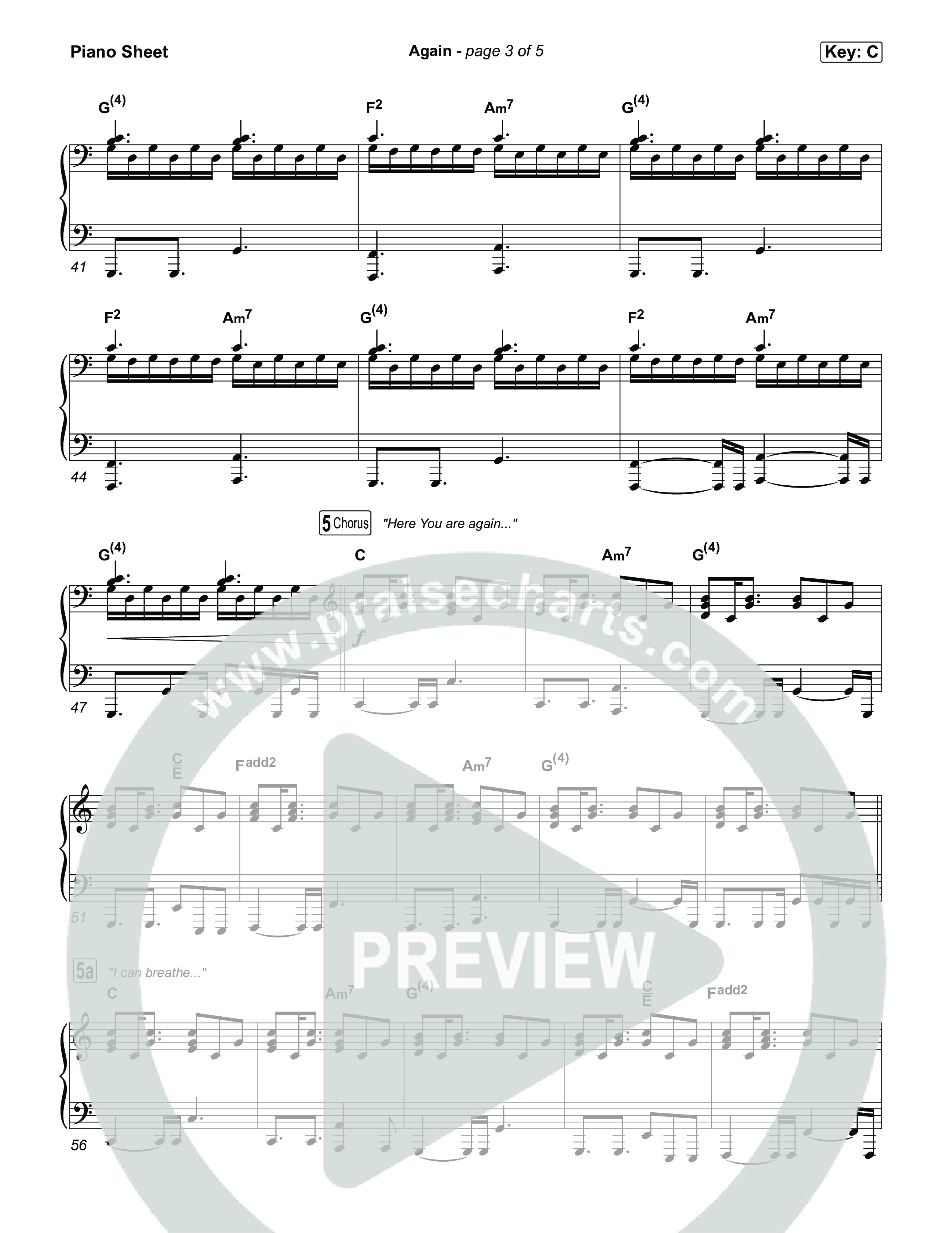 Again Piano Sheet (Jeremy Camp)