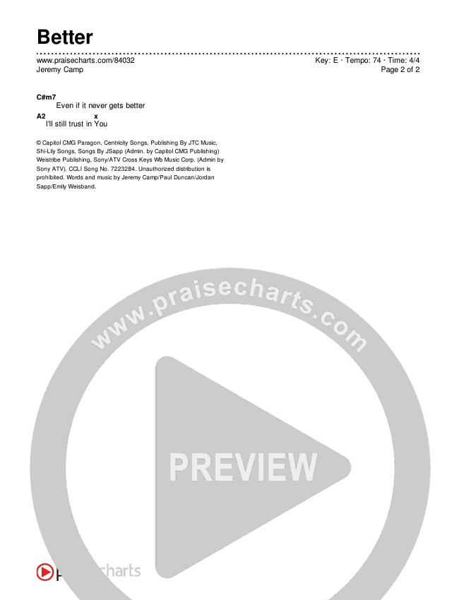 Better Chords & Lyrics (Jeremy Camp)