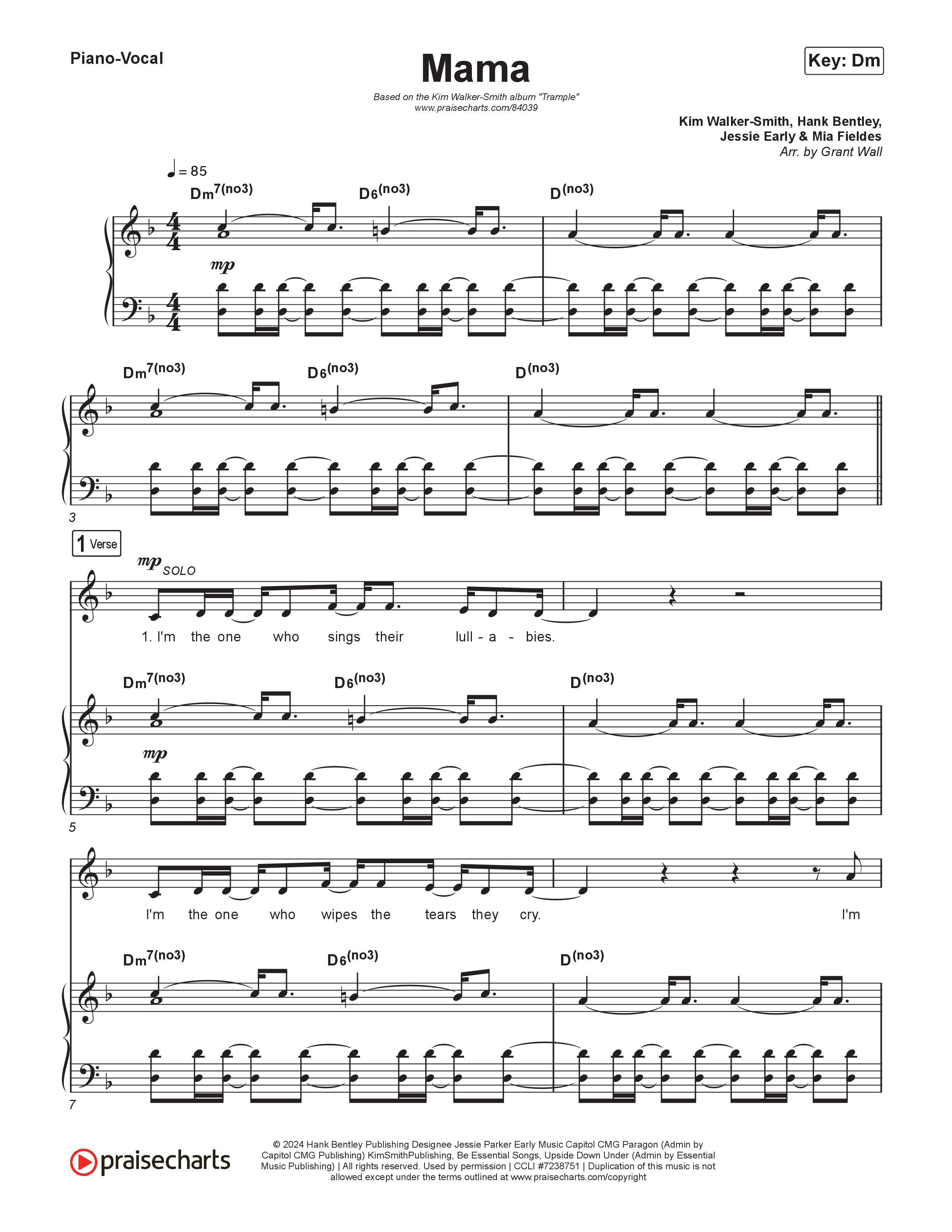 Mama Piano/Vocal Pack (Kim Walker-Smith)