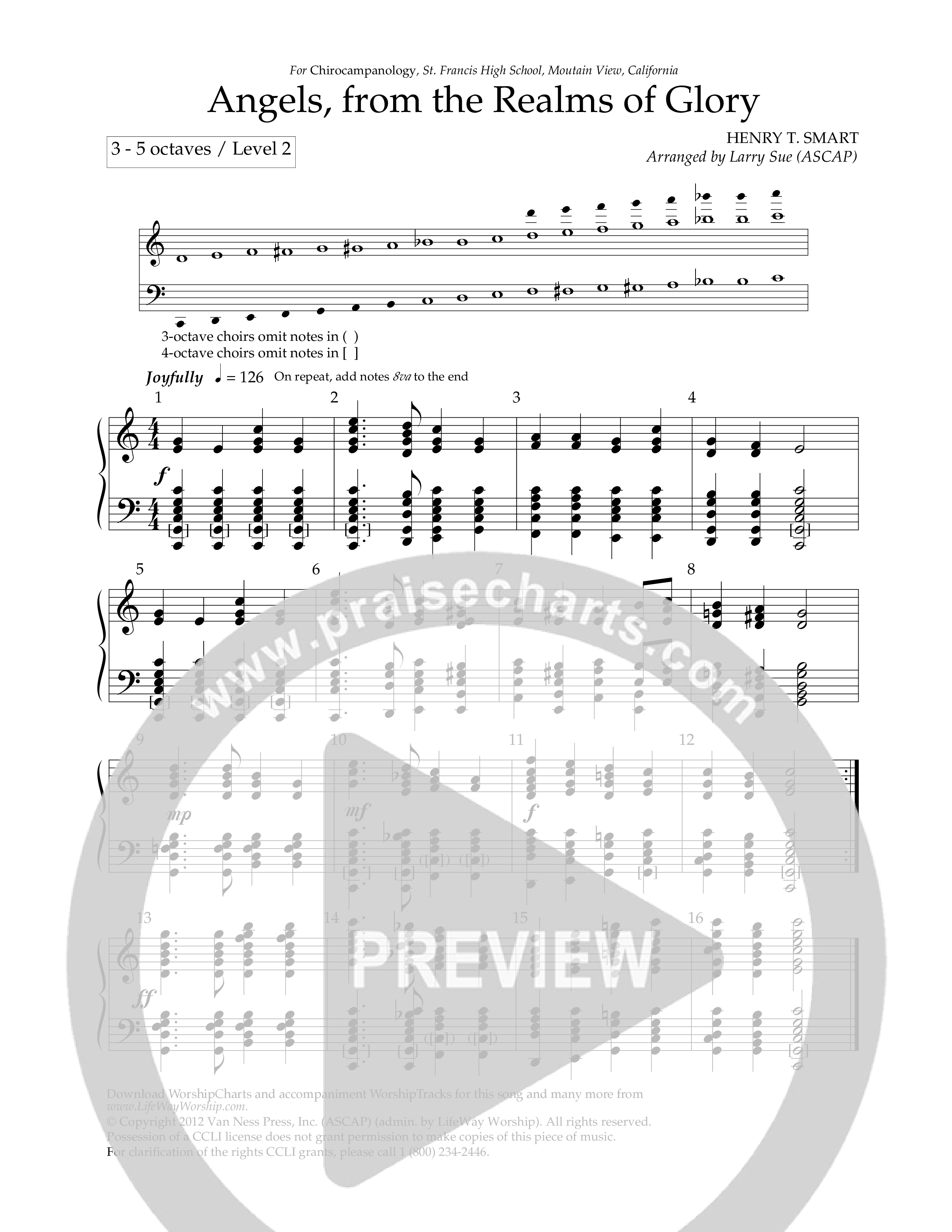 Angels From The Realms Of Glory (Handbells) Handbells (Lifeway Worship / Arr. Larry Sue)