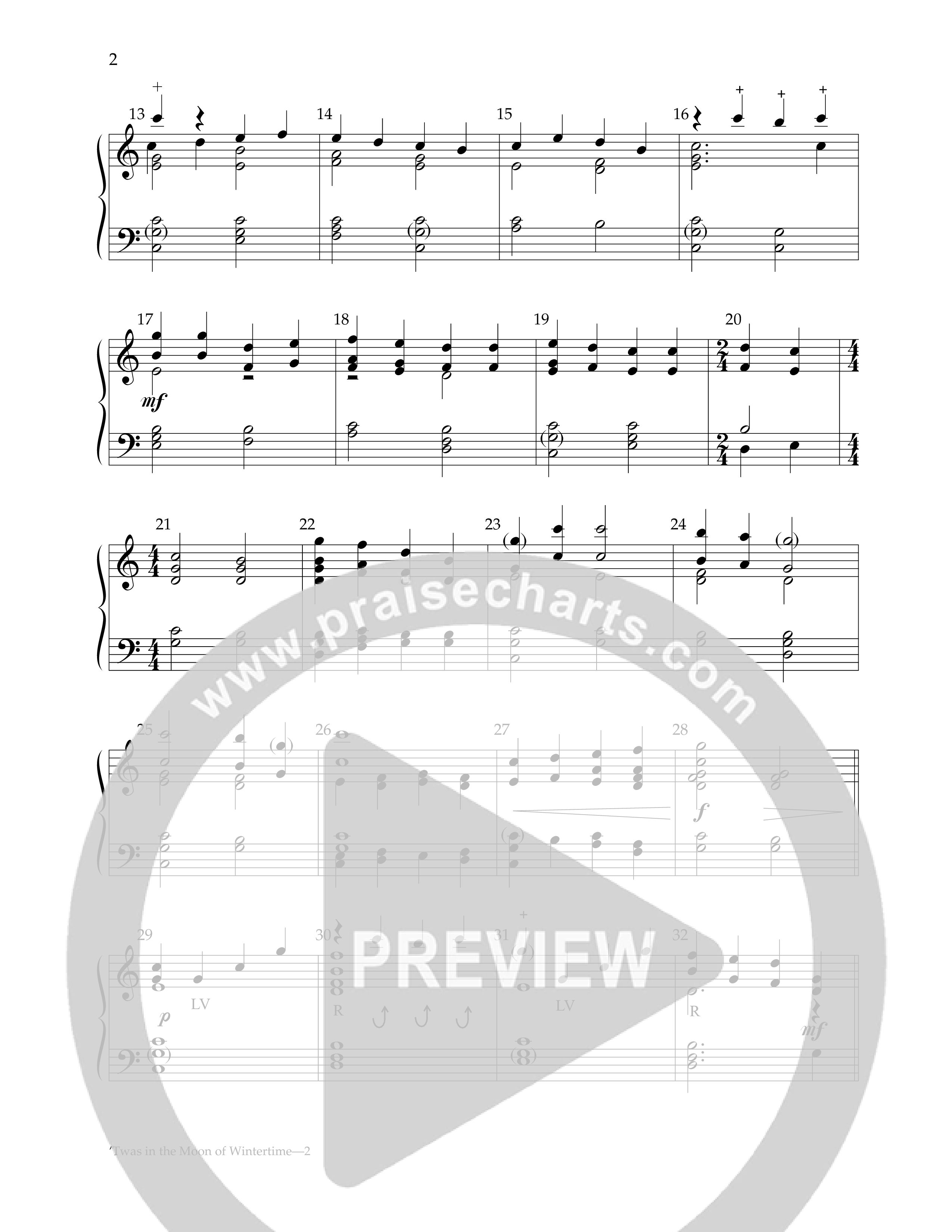 Twas In The Moon Of Wintertime (Handbells) Handbells (Lifeway Worship / Arr. Dan R. Edwards)