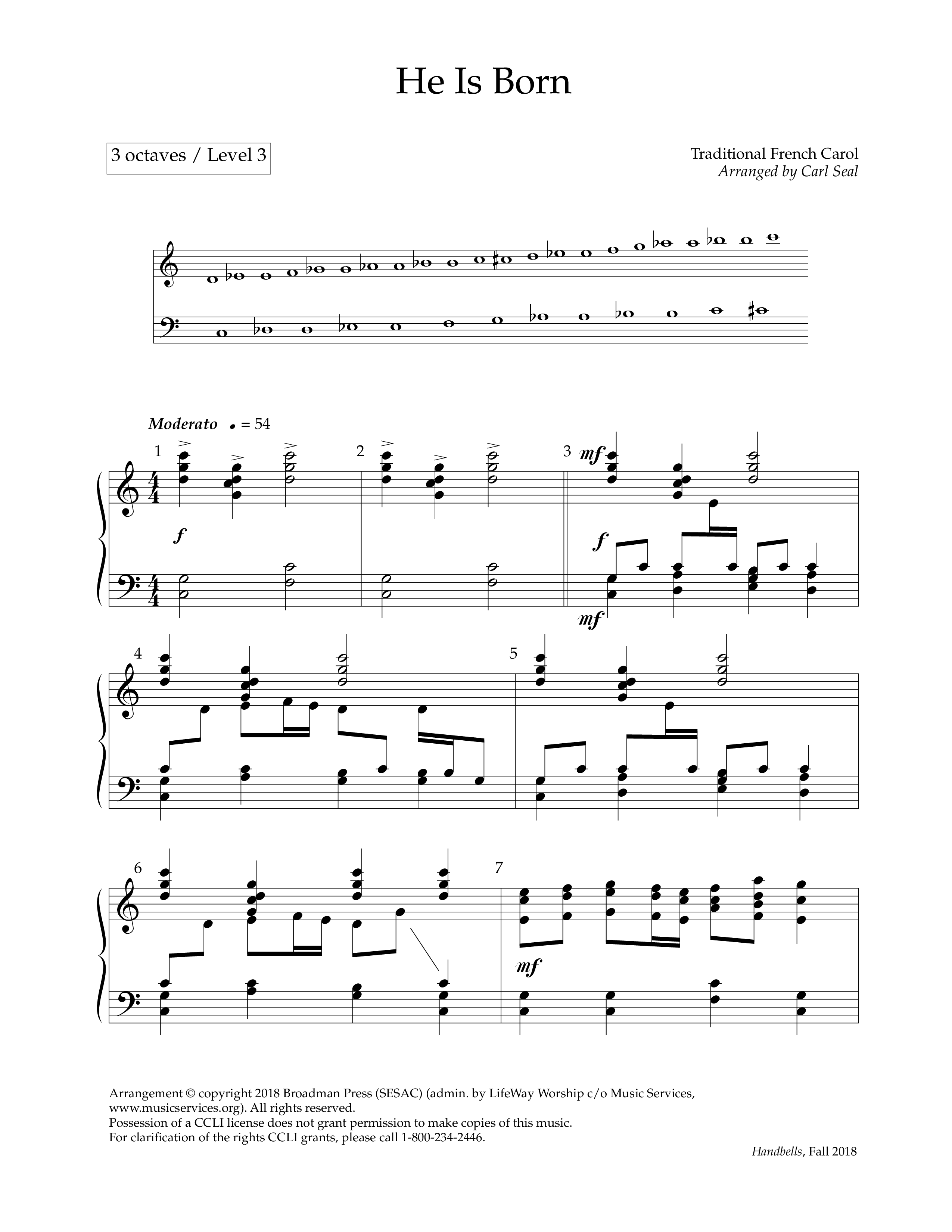 He Is Born (Handbells) Handbells (Lifeway Worship / Arr. Carl Seal)