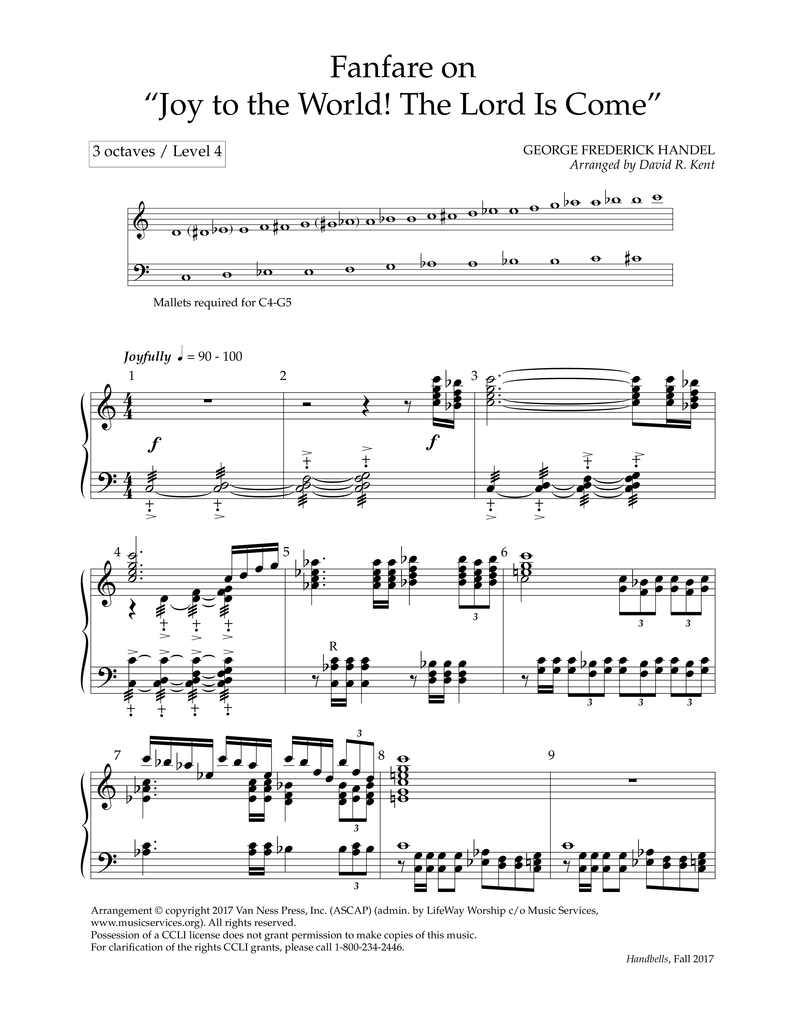 Fanfare On Joy To The World The Lord Is Come (Handbells) Handbells (Lifeway Worship / Arr. David R. Kent)