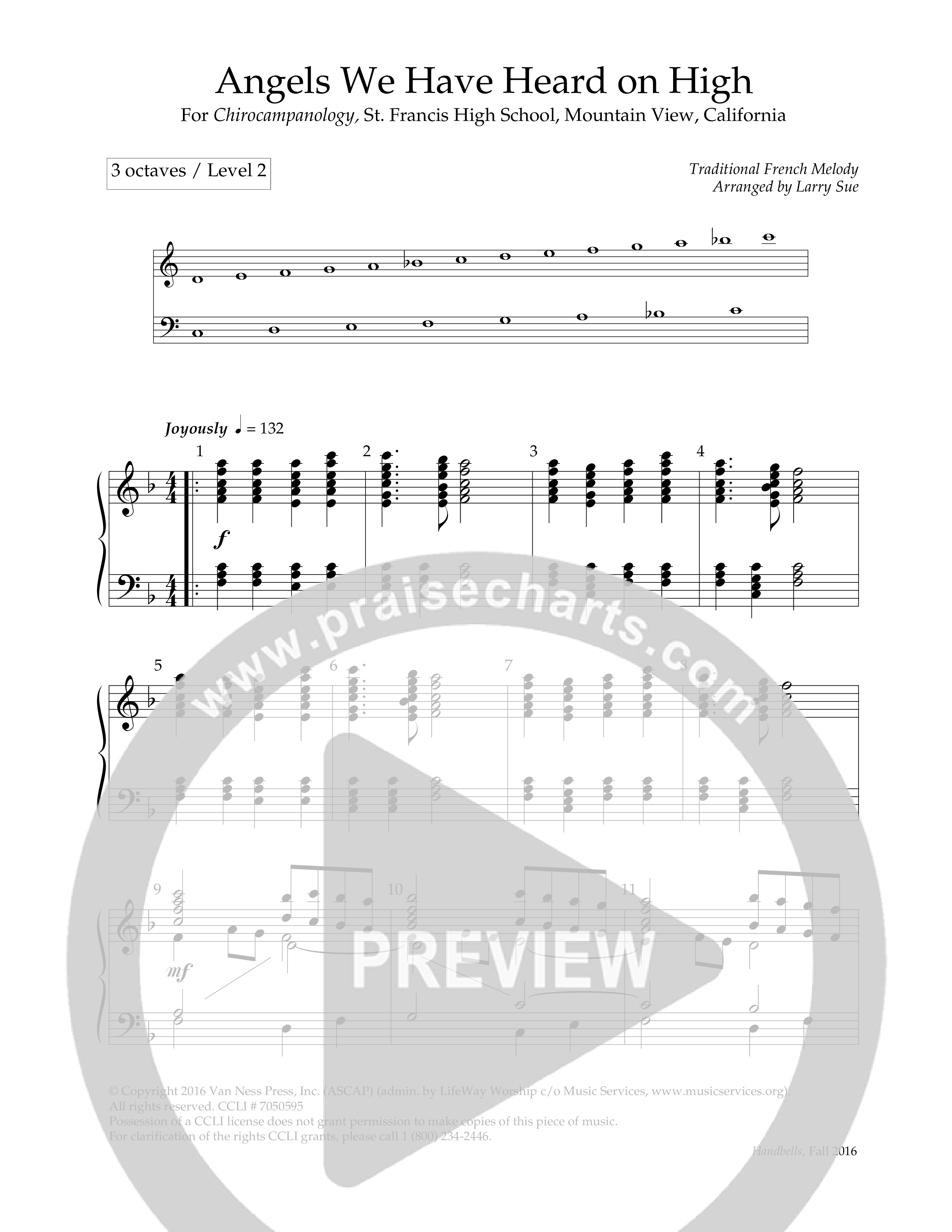 Angels We Have Heard On High (Handbells) Handbells (Lifeway Worship / Arr. Larry Sue)