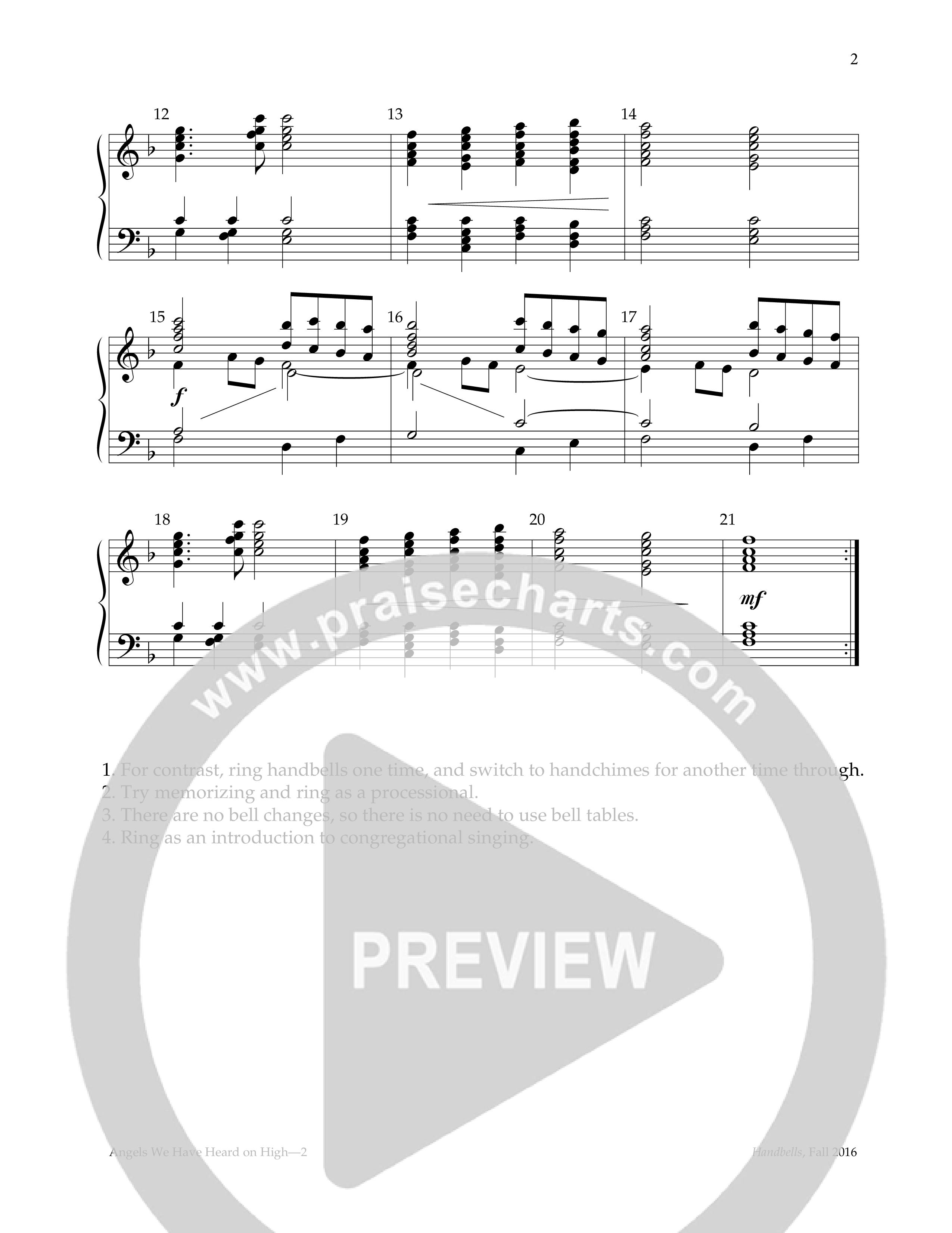 Angels We Have Heard On High (Handbells) Handbells (Lifeway Worship / Arr. Larry Sue)