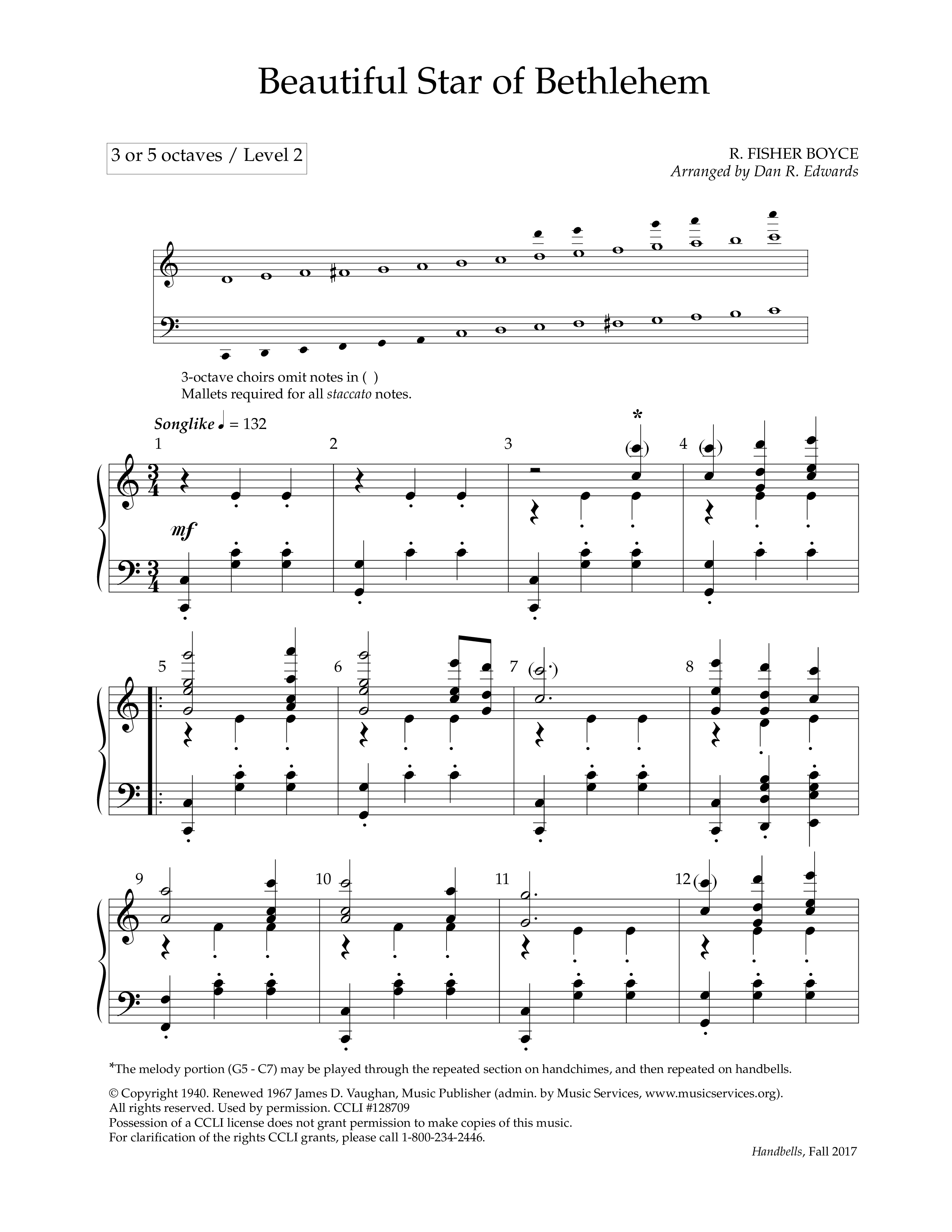 Beautiful Star Of Bethlehem (Handbells) Handbells (Lifeway Worship / Arr. Dan R. Edwards)