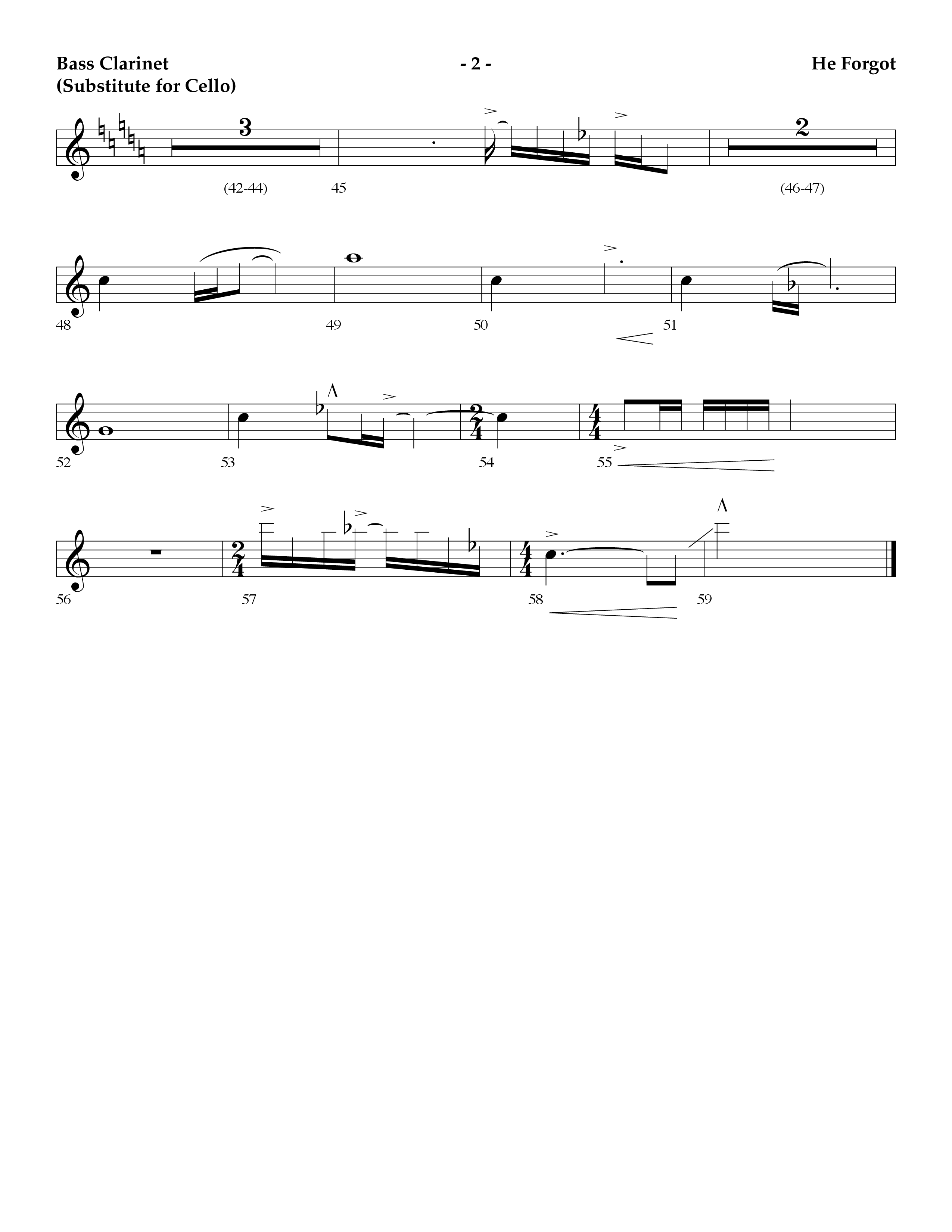 He Forgot (Choral Anthem SATB) Bass Clarinet (Lifeway Choral / Arr. Cliff Duren)