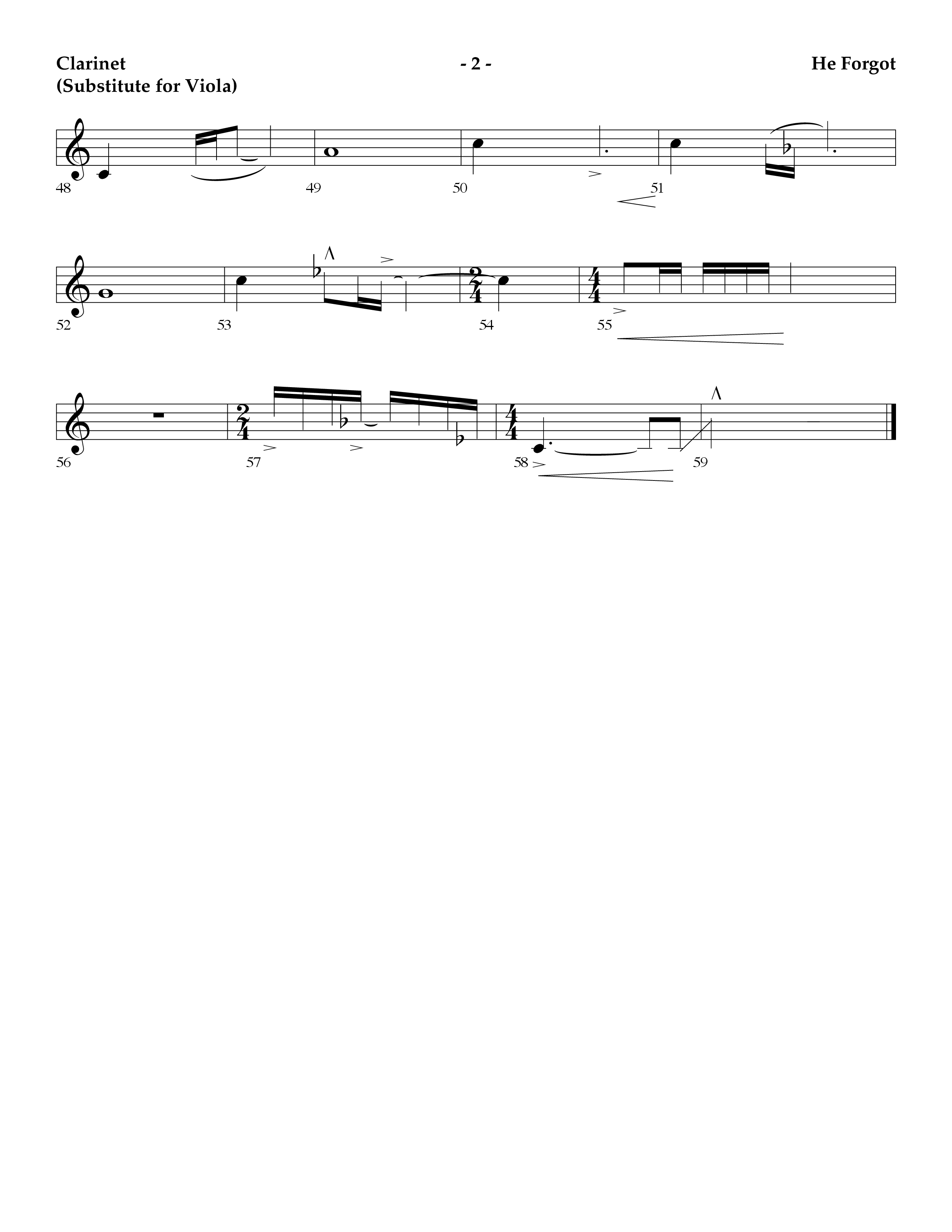 He Forgot (Choral Anthem SATB) Clarinet (Lifeway Choral / Arr. Cliff Duren)