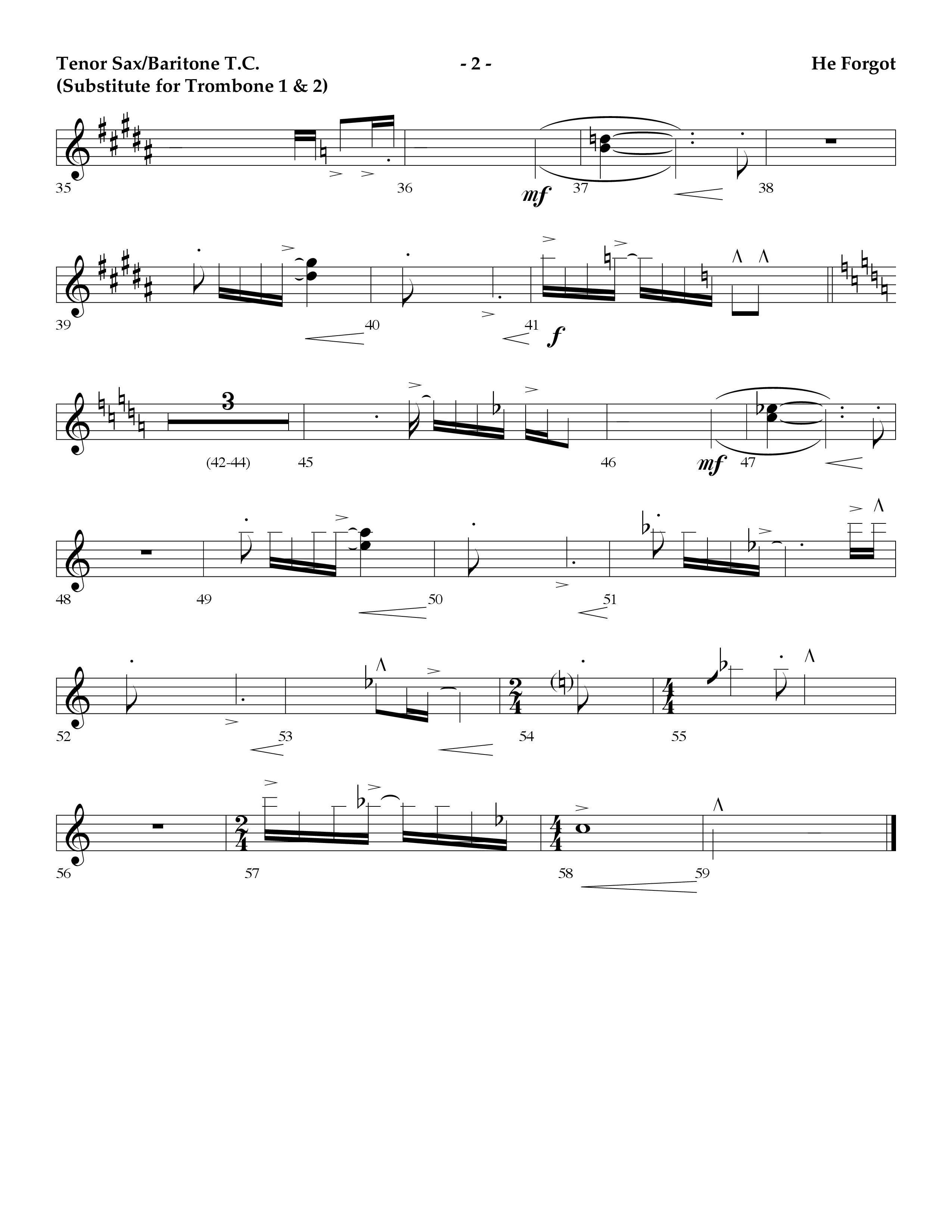 He Forgot (Choral Anthem SATB) Tenor Sax/Baritone T.C. (Lifeway Choral / Arr. Cliff Duren)