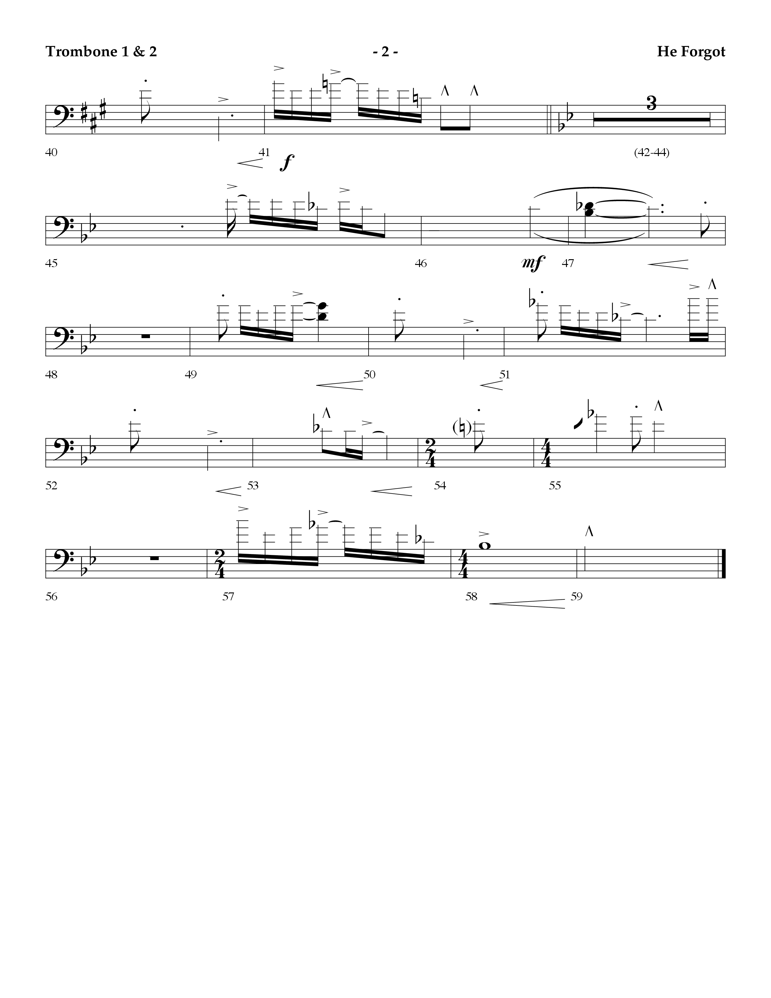 He Forgot (Choral Anthem SATB) Trombone 1/2 (Lifeway Choral / Arr. Cliff Duren)