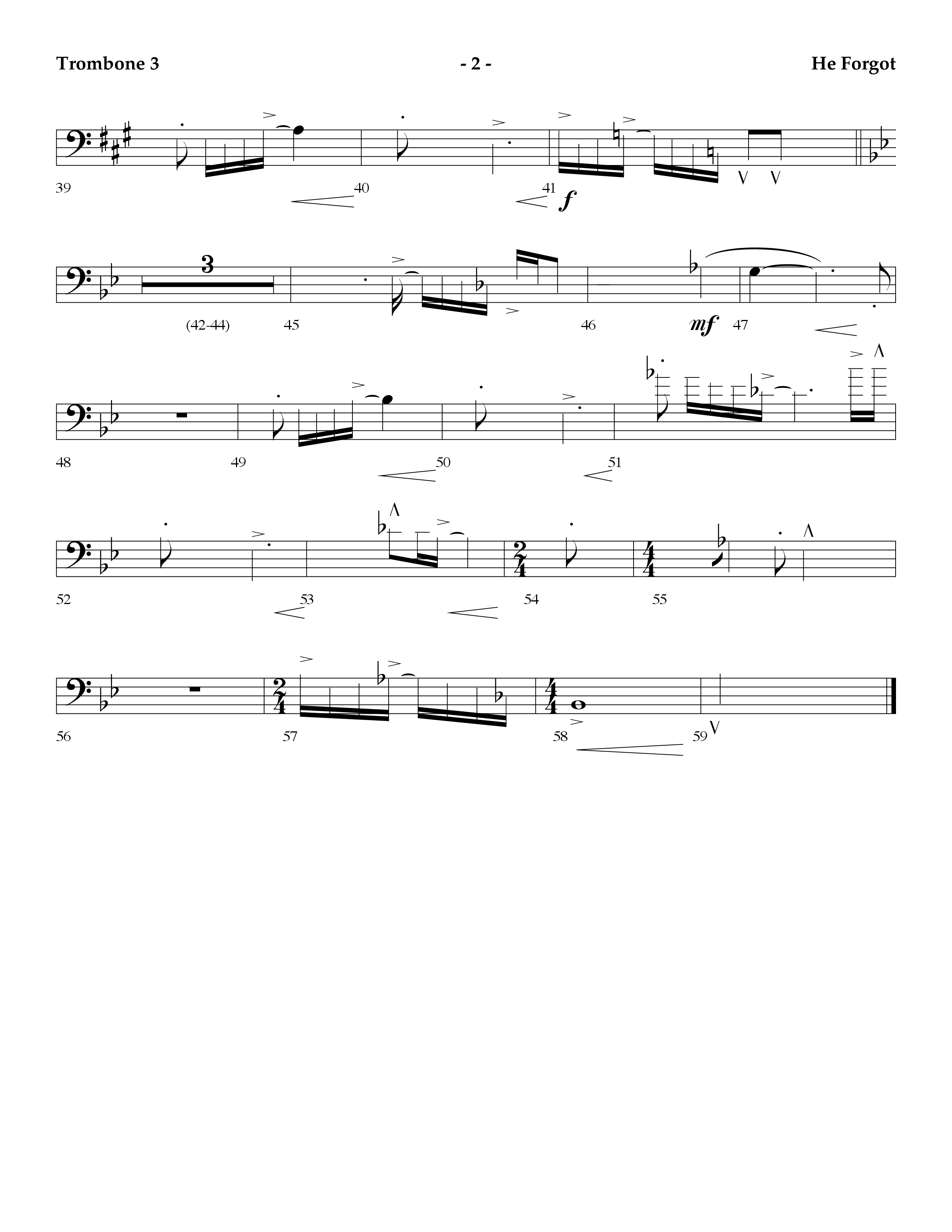 He Forgot (Choral Anthem SATB) Trombone 3 (Lifeway Choral / Arr. Cliff Duren)