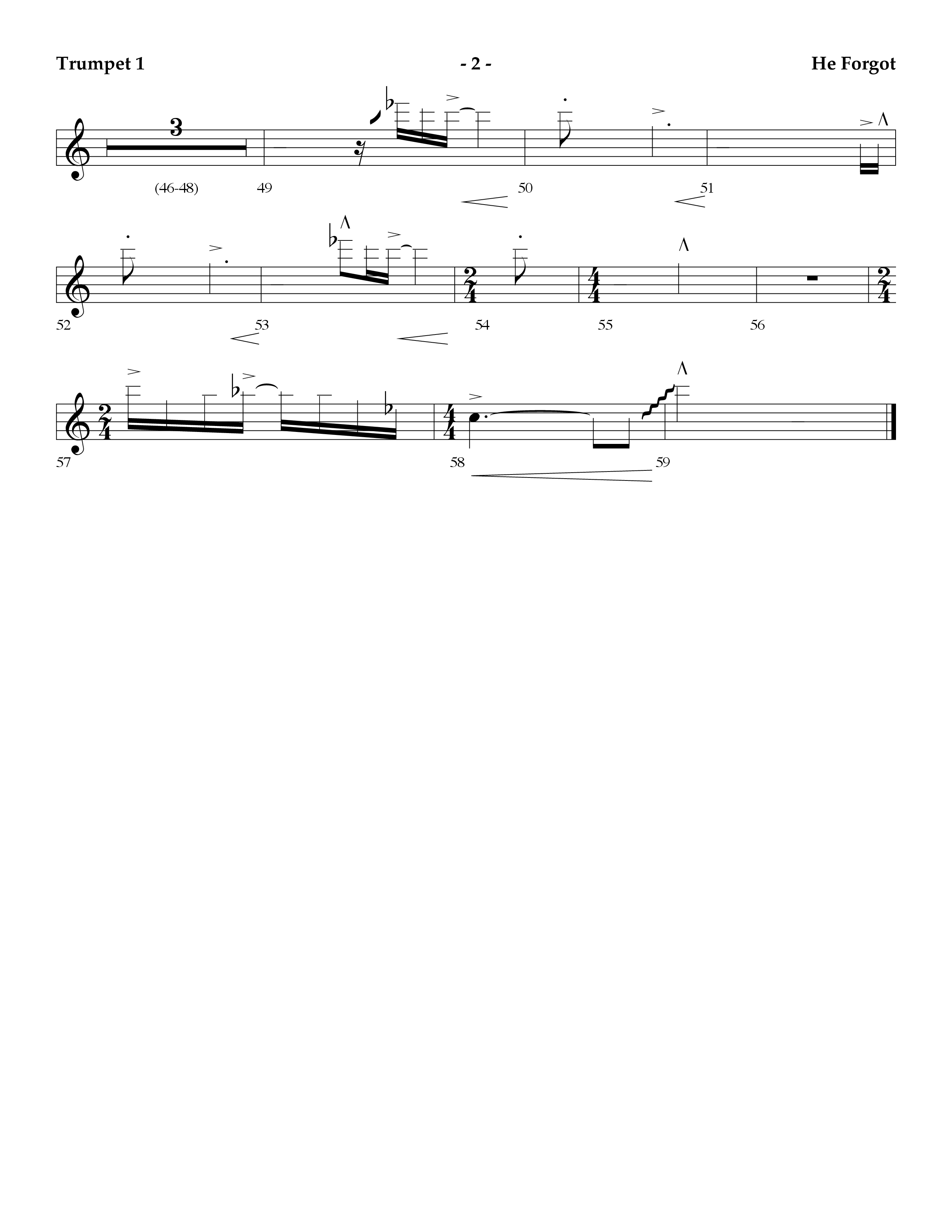He Forgot (Choral Anthem SATB) Trumpet 1 (Lifeway Choral / Arr. Cliff Duren)