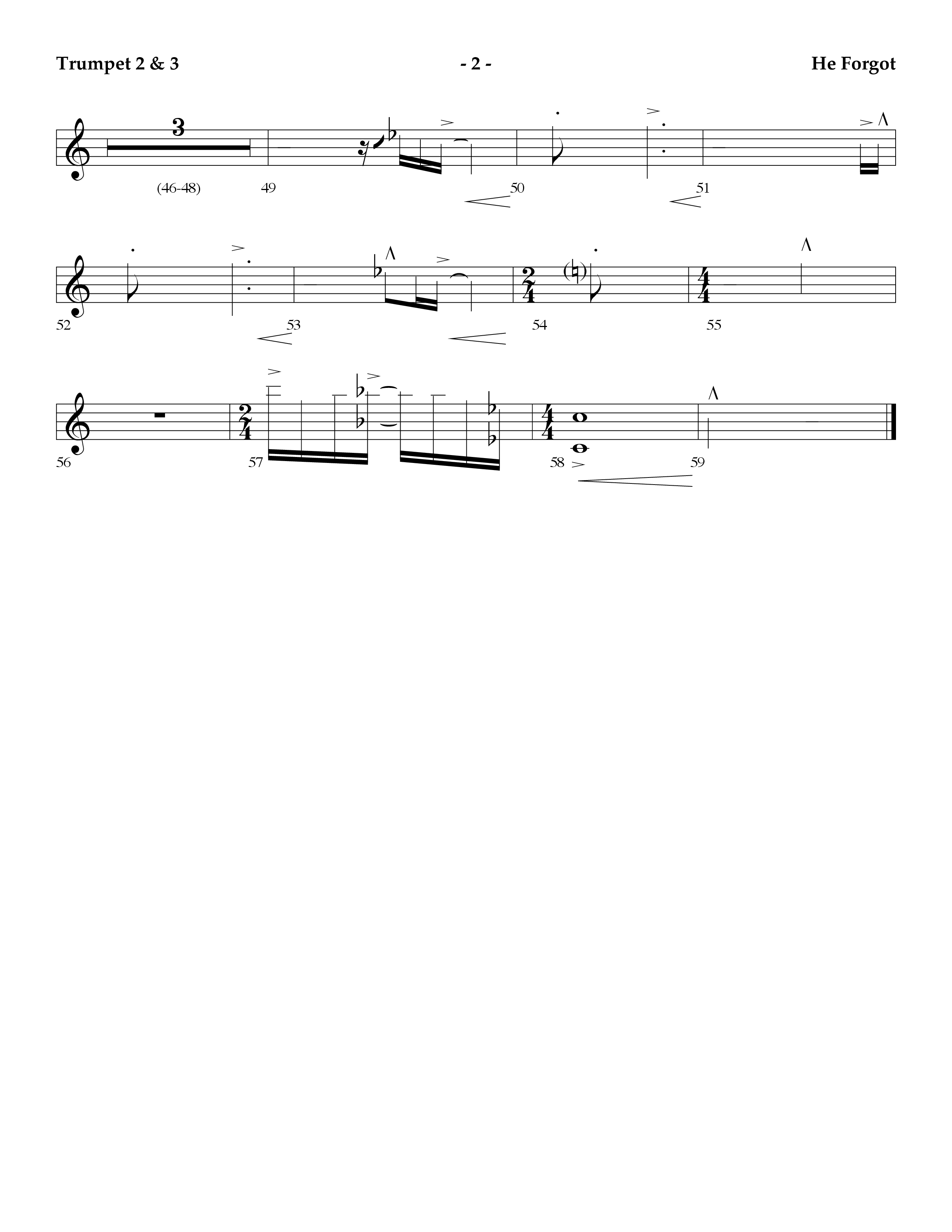 He Forgot (Choral Anthem SATB) Trumpet 2/3 (Lifeway Choral / Arr. Cliff Duren)