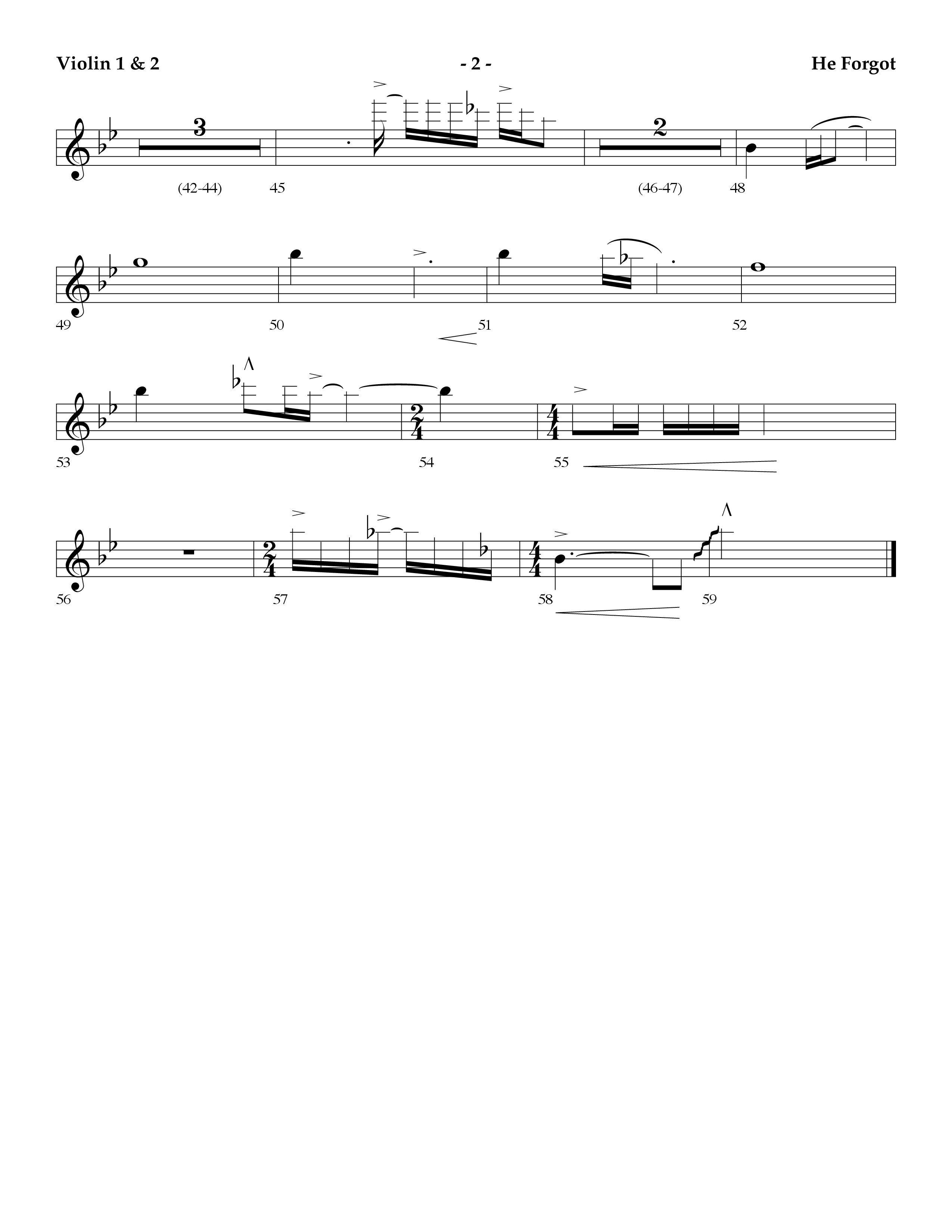He Forgot (Choral Anthem SATB) Violin 1/2 (Lifeway Choral / Arr. Cliff Duren)