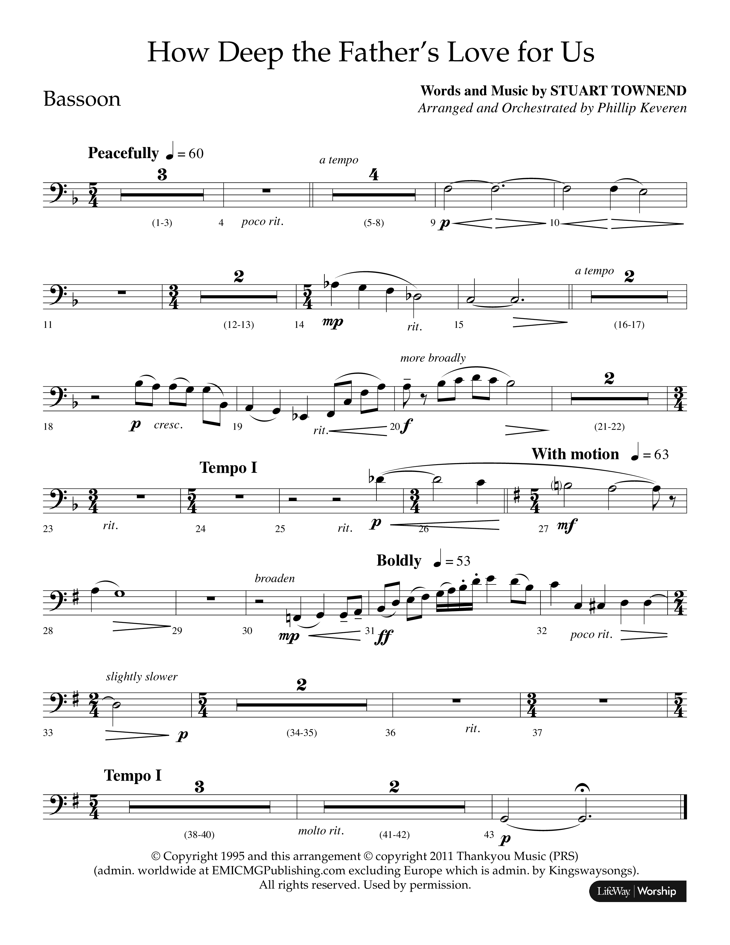 How Deep The Father's Love For Us (Choral Anthem SATB) Bassoon (Lifeway Choral / Arr. Phillip Keveren)