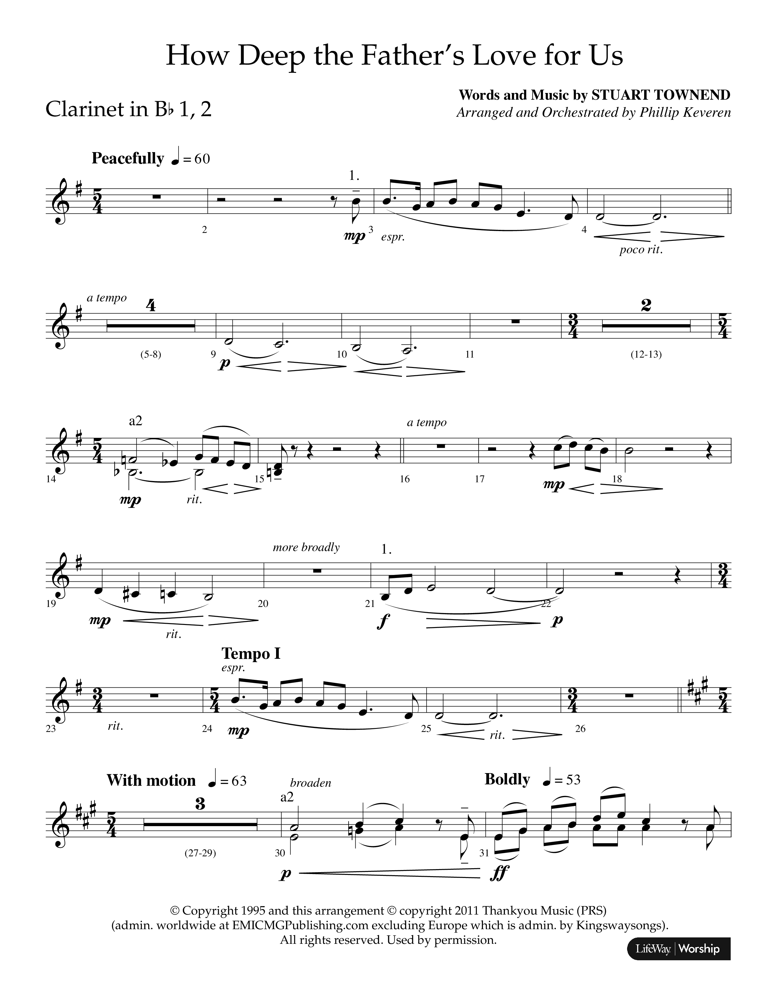 How Deep The Father's Love For Us (Choral Anthem SATB) Clarinet 1/2 (Lifeway Choral / Arr. Phillip Keveren)