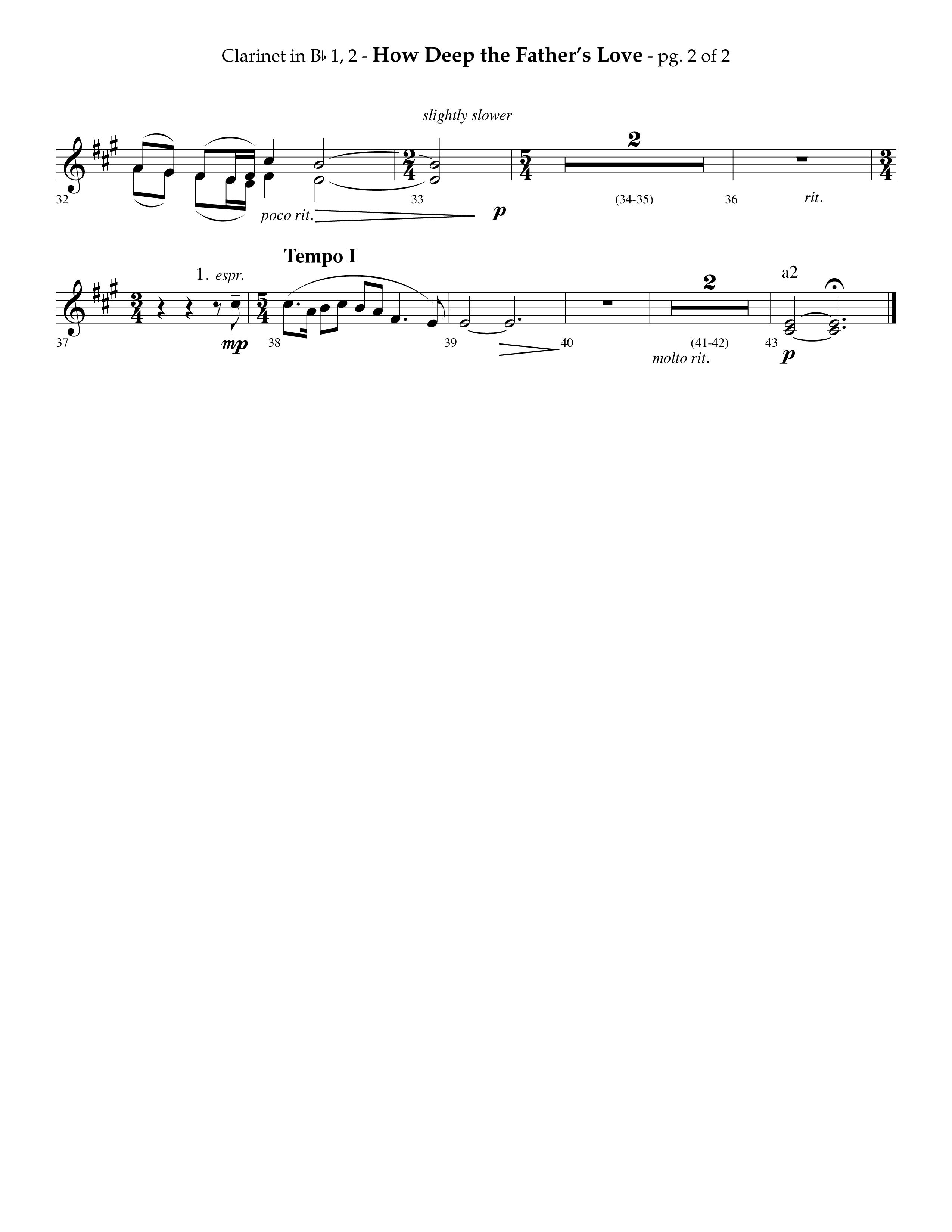 How Deep The Father's Love For Us (Choral Anthem SATB) Clarinet 1/2 (Lifeway Choral / Arr. Phillip Keveren)