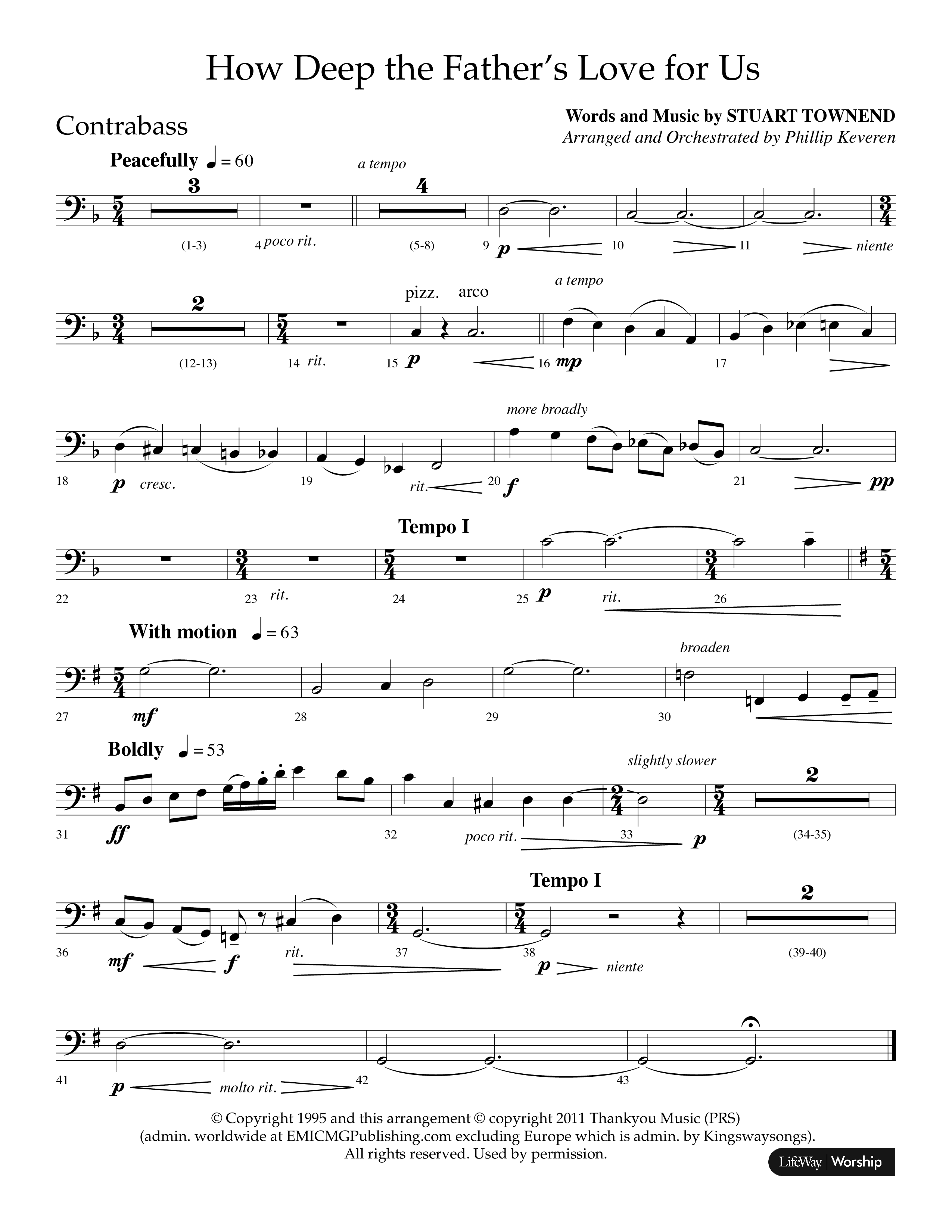 How Deep The Father's Love For Us (Choral Anthem SATB) Contrabass (Lifeway Choral / Arr. Phillip Keveren)