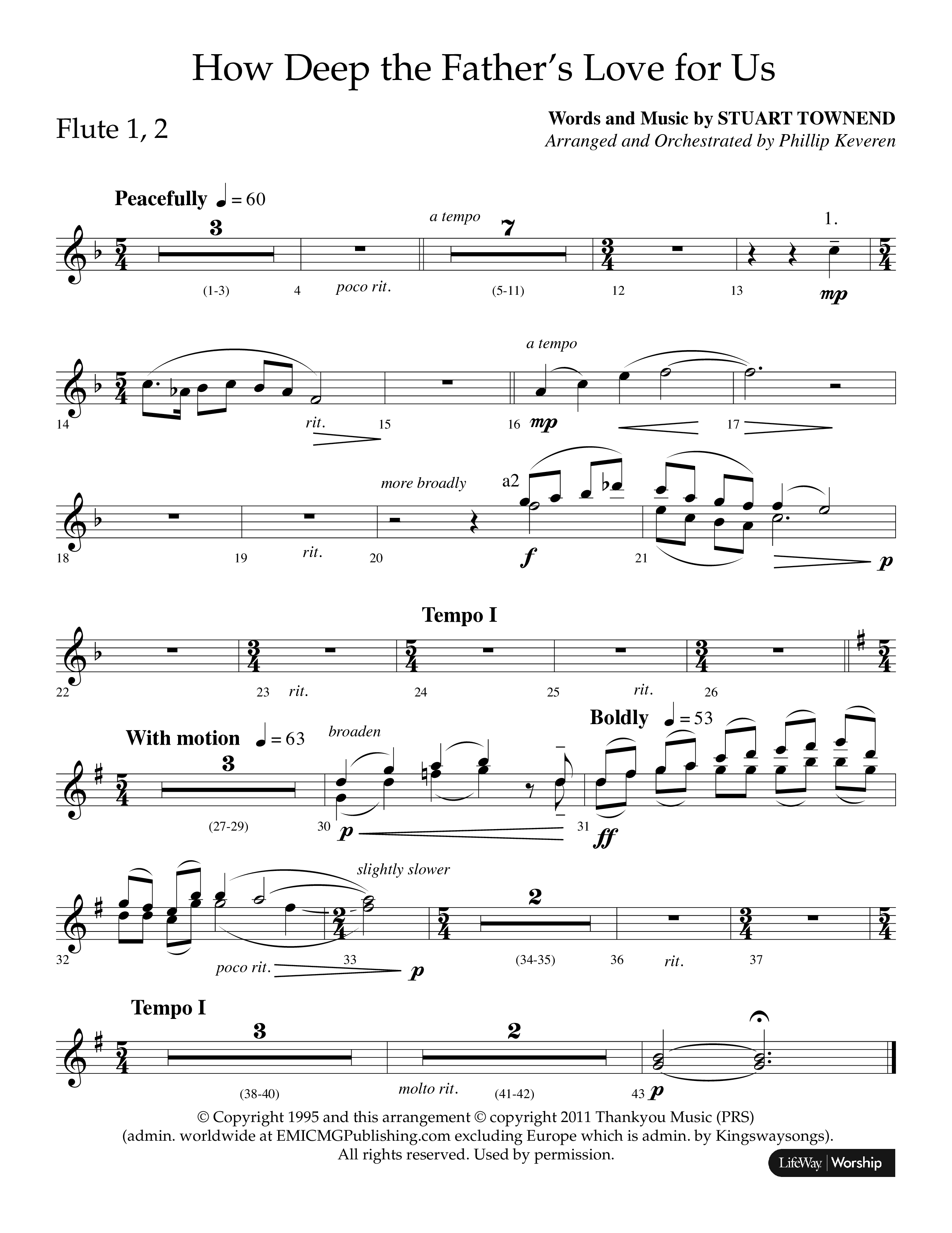 How Deep The Father's Love For Us (Choral Anthem SATB) Flute 1/2 (Lifeway Choral / Arr. Phillip Keveren)