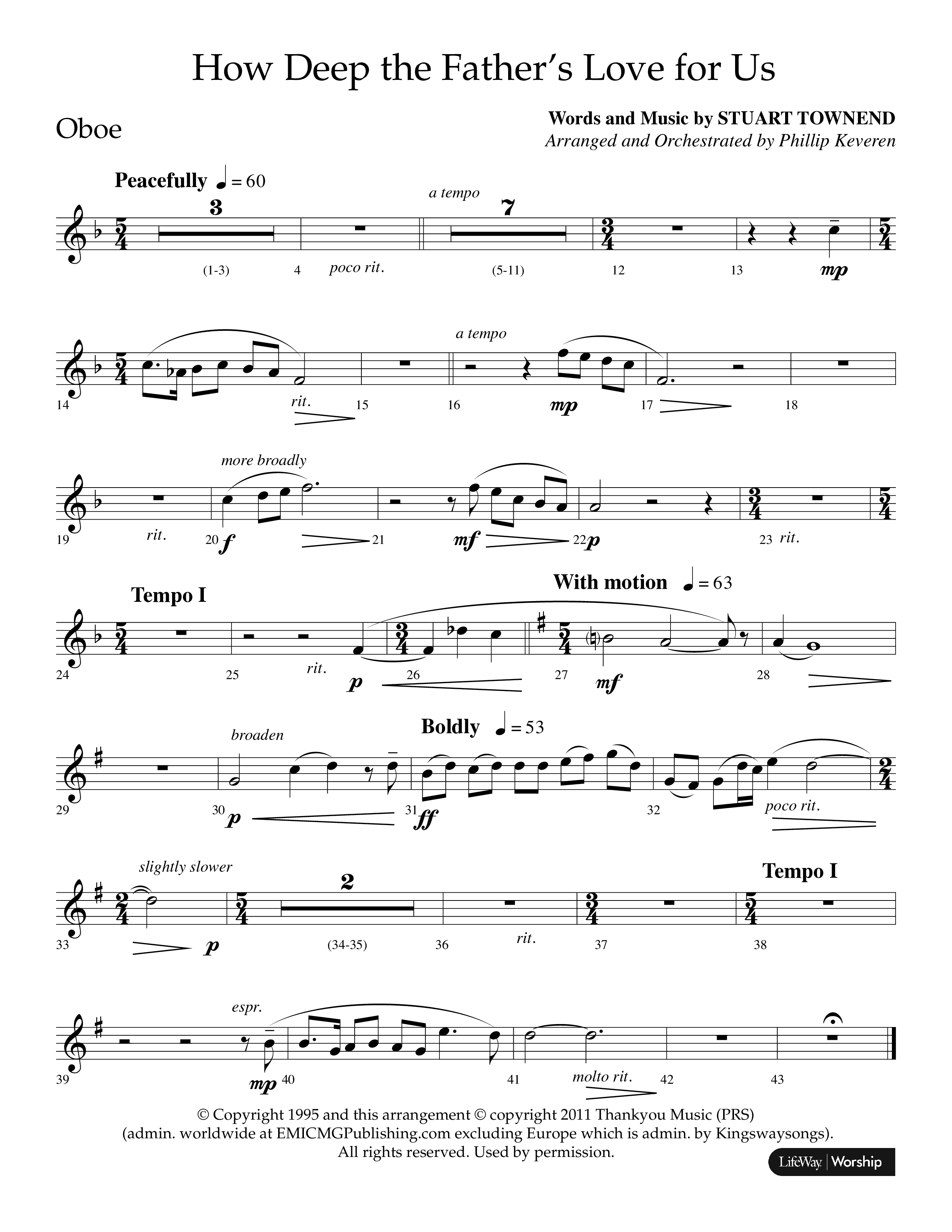 How Deep The Father's Love For Us (Choral Anthem SATB) Oboe (Lifeway Choral / Arr. Phillip Keveren)