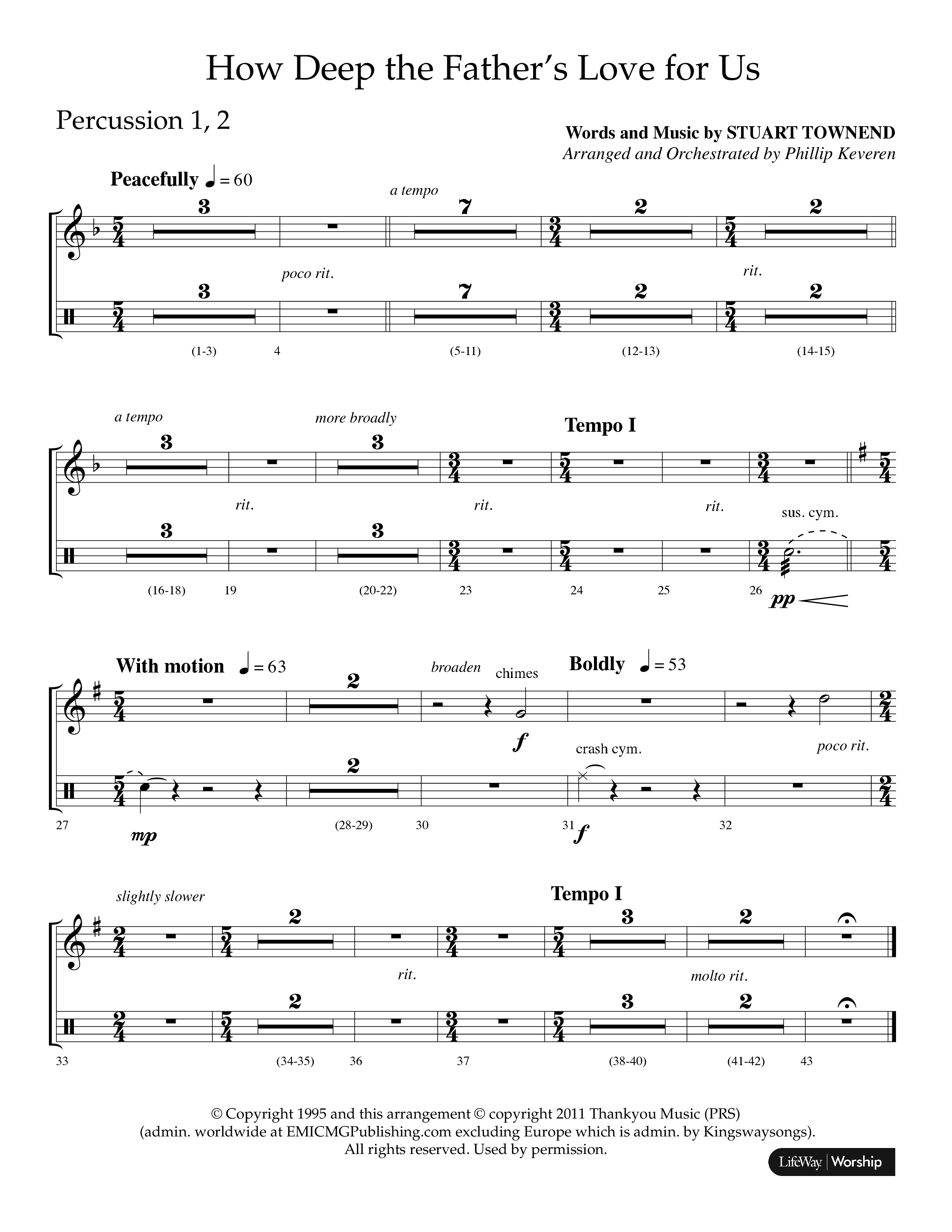 How Deep The Father's Love For Us (Choral Anthem SATB) Percussion 1/2 (Lifeway Choral / Arr. Phillip Keveren)