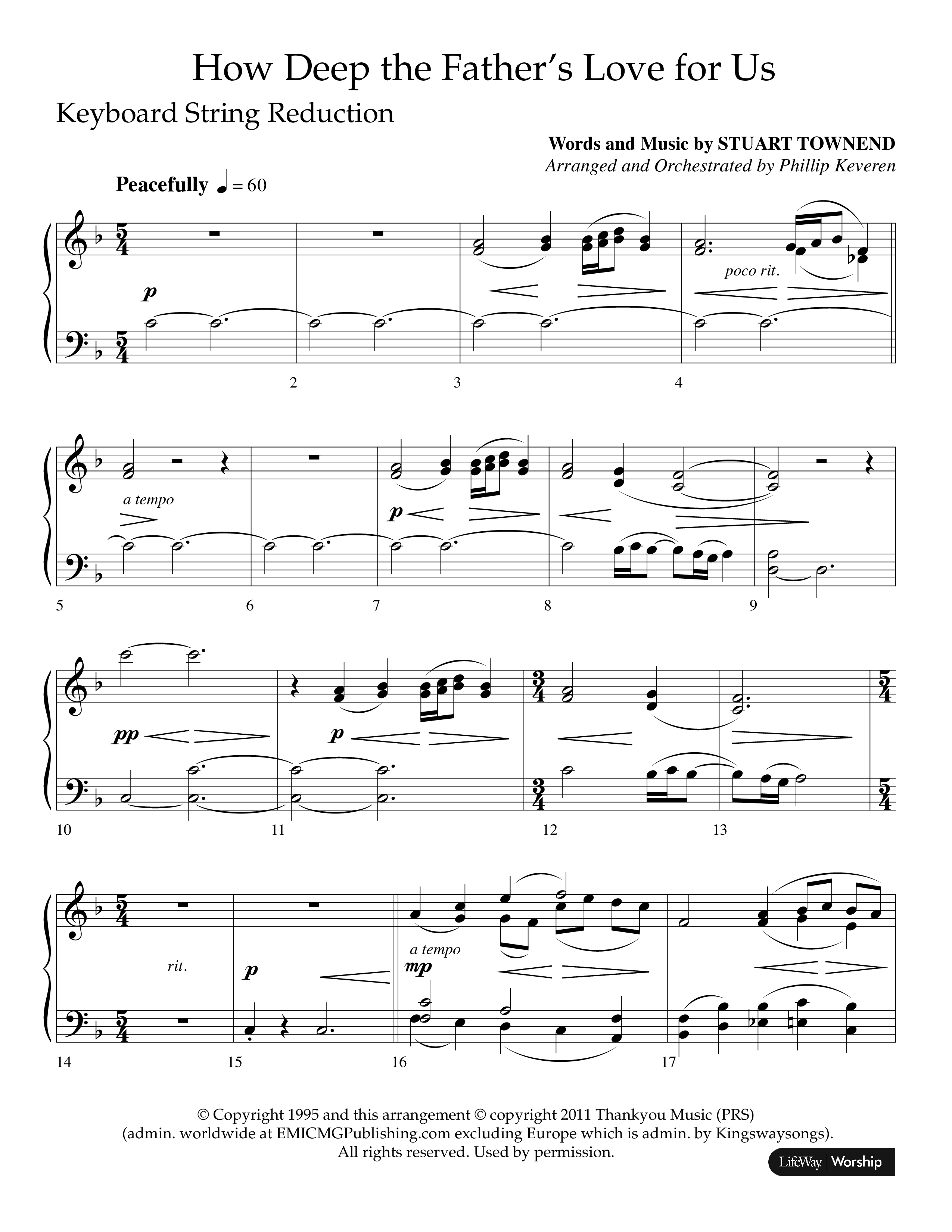How Deep The Father's Love For Us (Choral Anthem SATB) String Reduction (Lifeway Choral / Arr. Phillip Keveren)