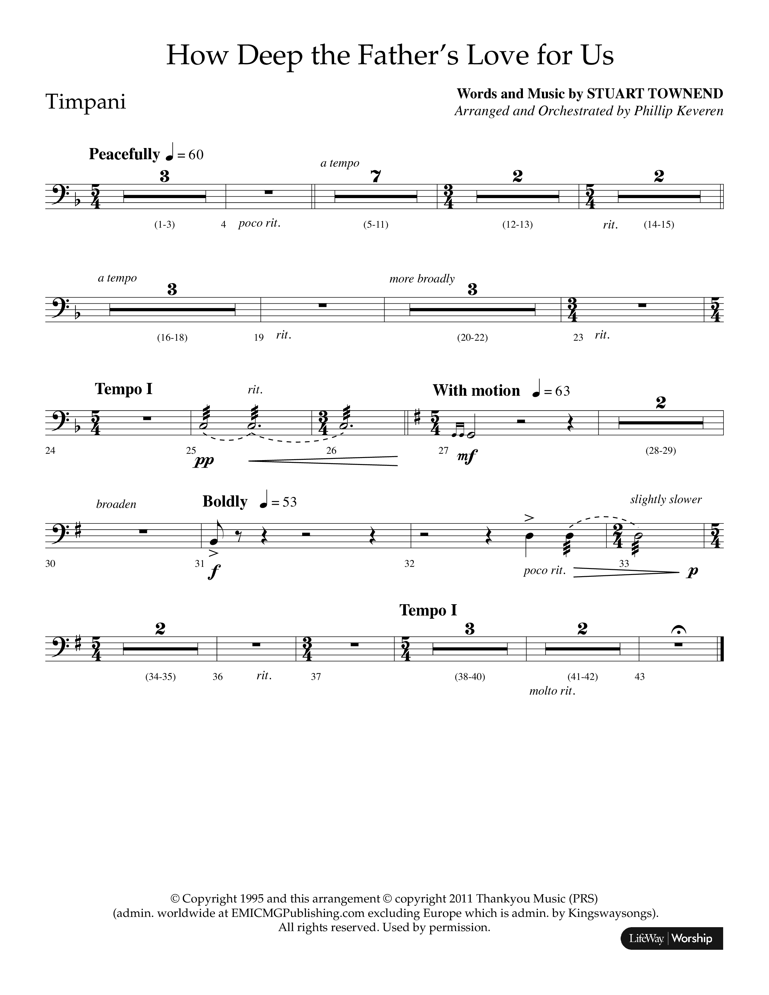 How Deep The Father's Love For Us (Choral Anthem SATB) Timpani (Lifeway Choral / Arr. Phillip Keveren)