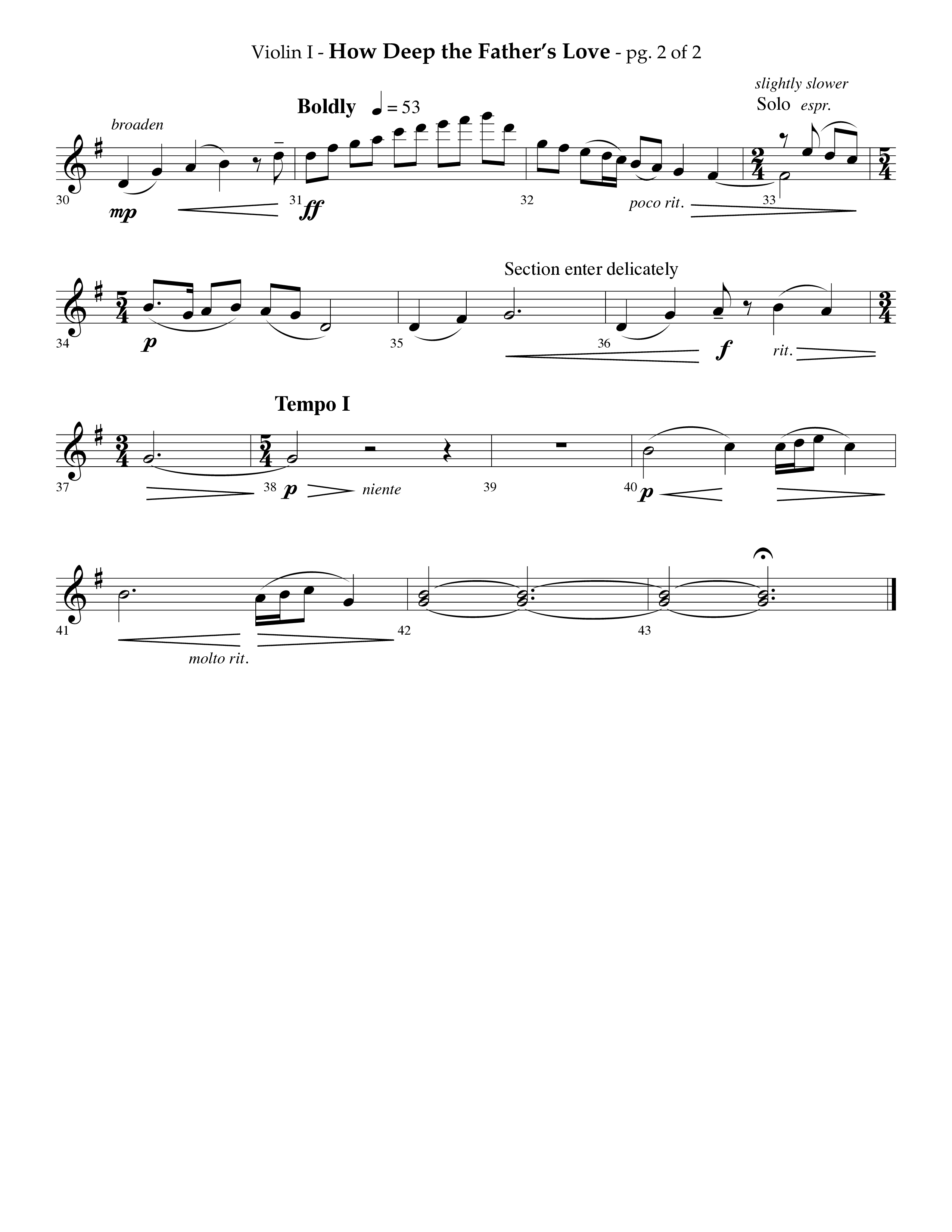 How Deep The Father's Love For Us (Choral Anthem SATB) Violin 1 (Lifeway Choral / Arr. Phillip Keveren)