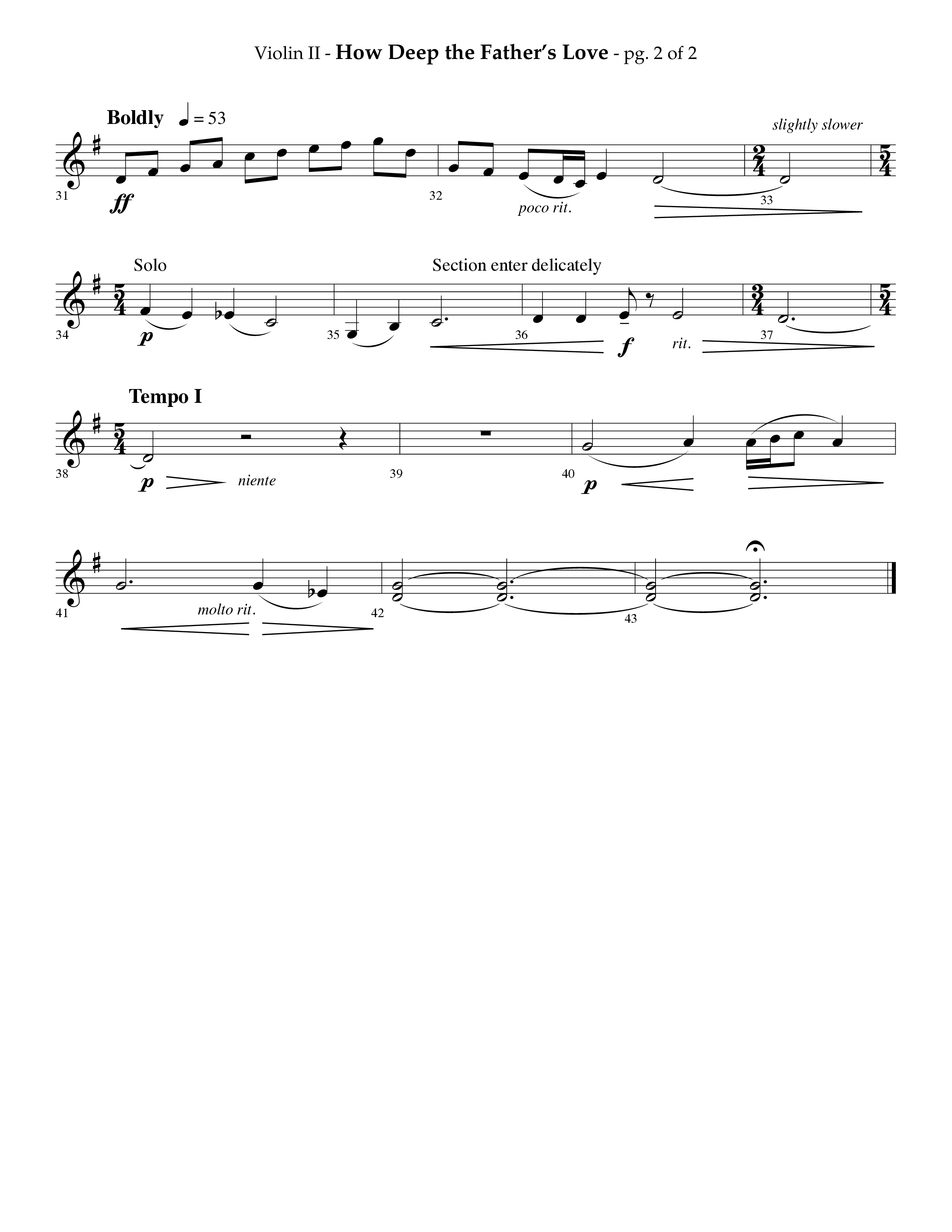 How Deep The Father's Love For Us (Choral Anthem SATB) Violin 2 (Lifeway Choral / Arr. Phillip Keveren)