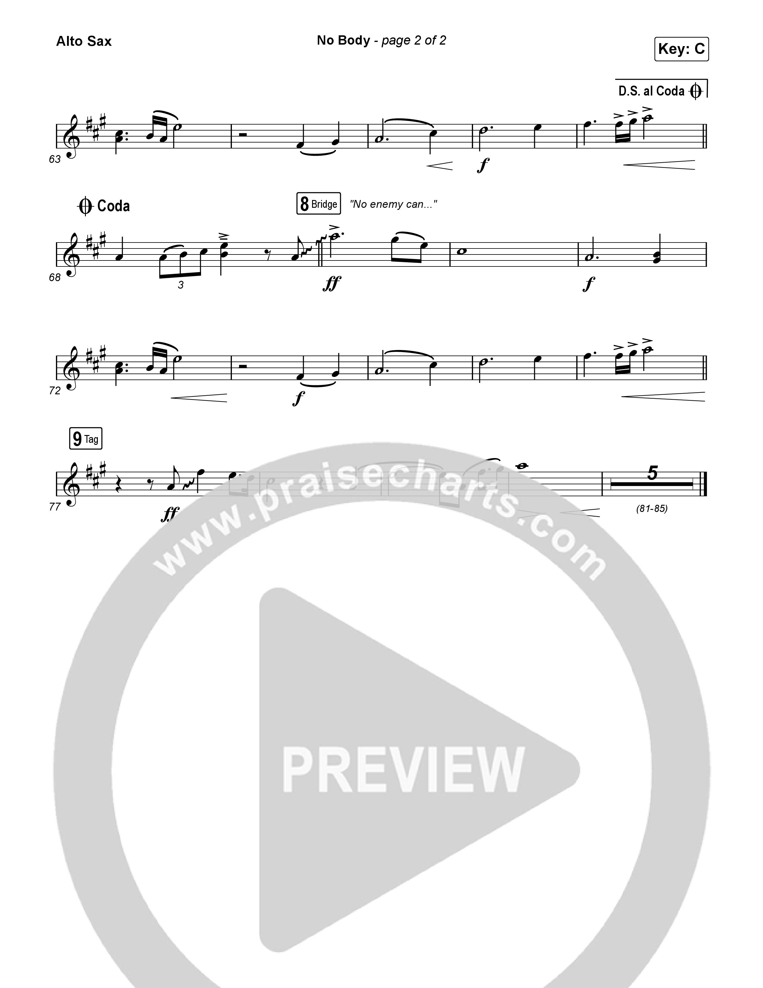 No Body (Choral Anthem SATB) Sax Pack (Elevation Worship / Jonsal Barrientes / Arr. Luke Gambill)