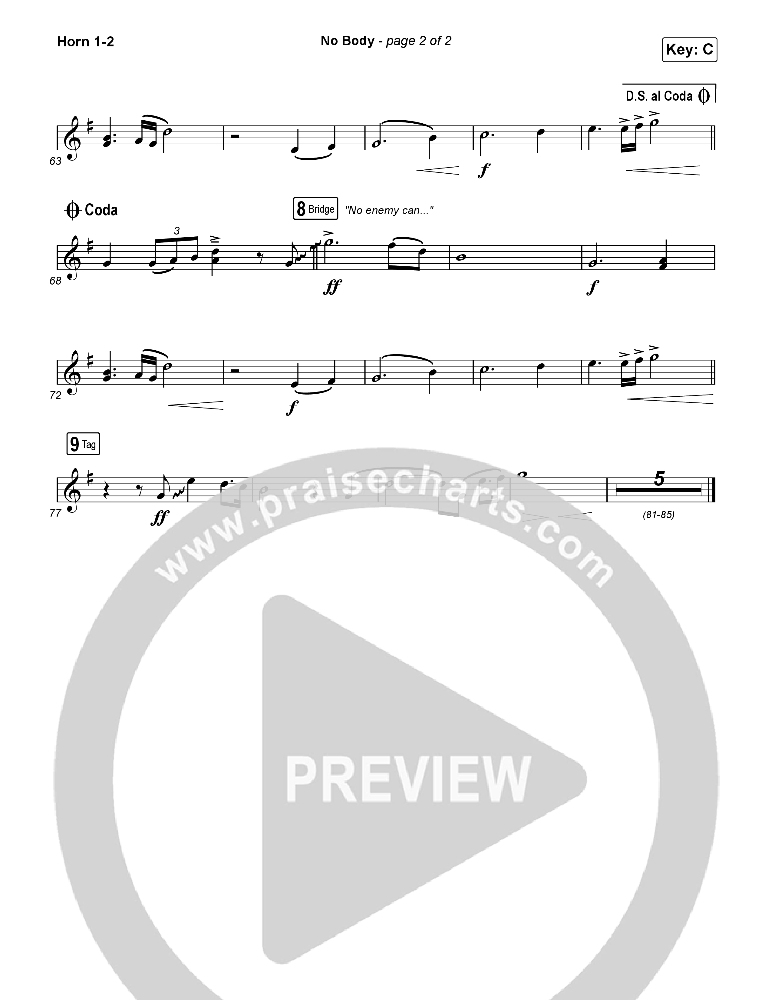 No Body (Choral Anthem SATB) Brass Pack (Elevation Worship / Jonsal Barrientes / Arr. Luke Gambill)
