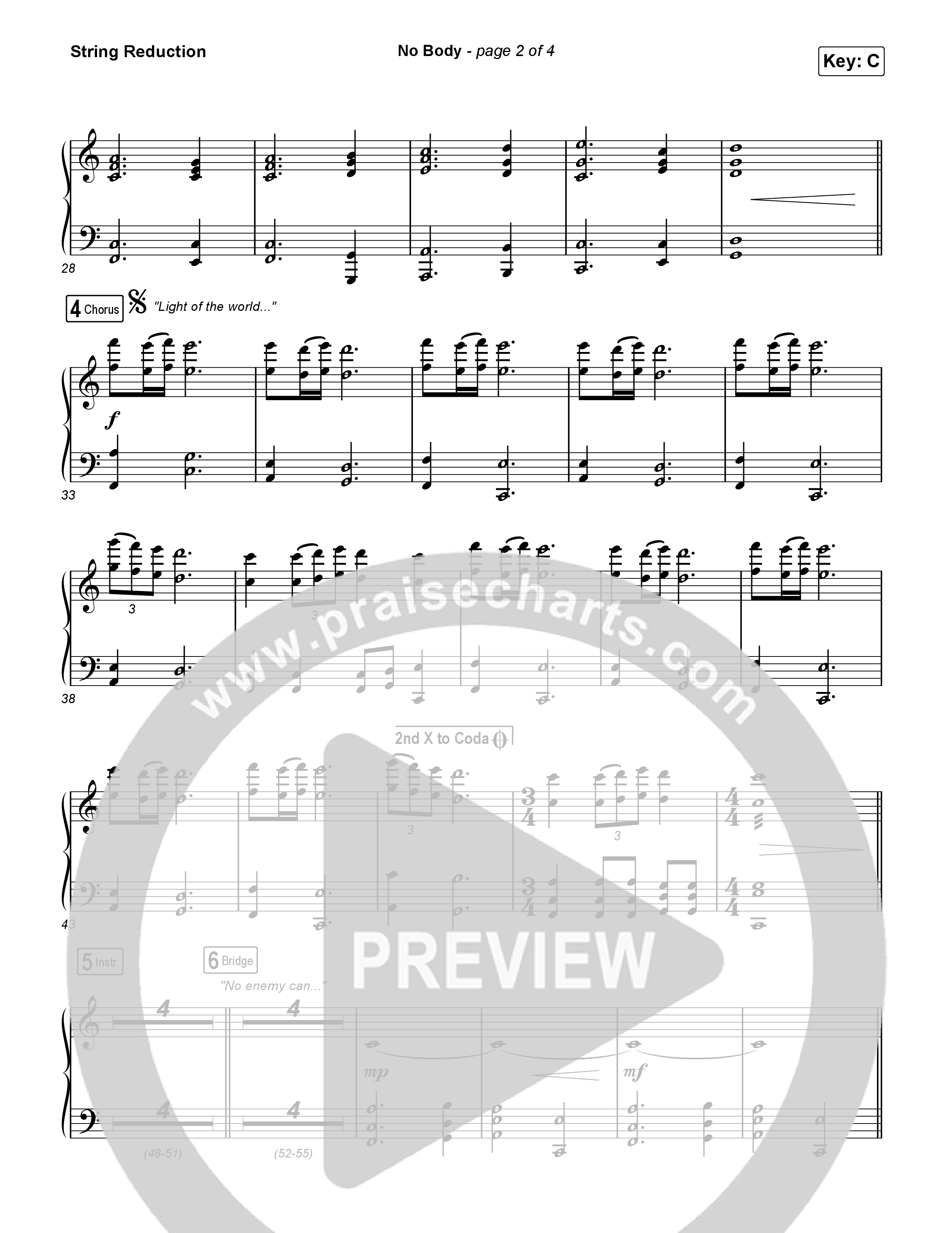 No Body (Choral Anthem SATB) String Reduction (Elevation Worship / Jonsal Barrientes / Arr. Luke Gambill)