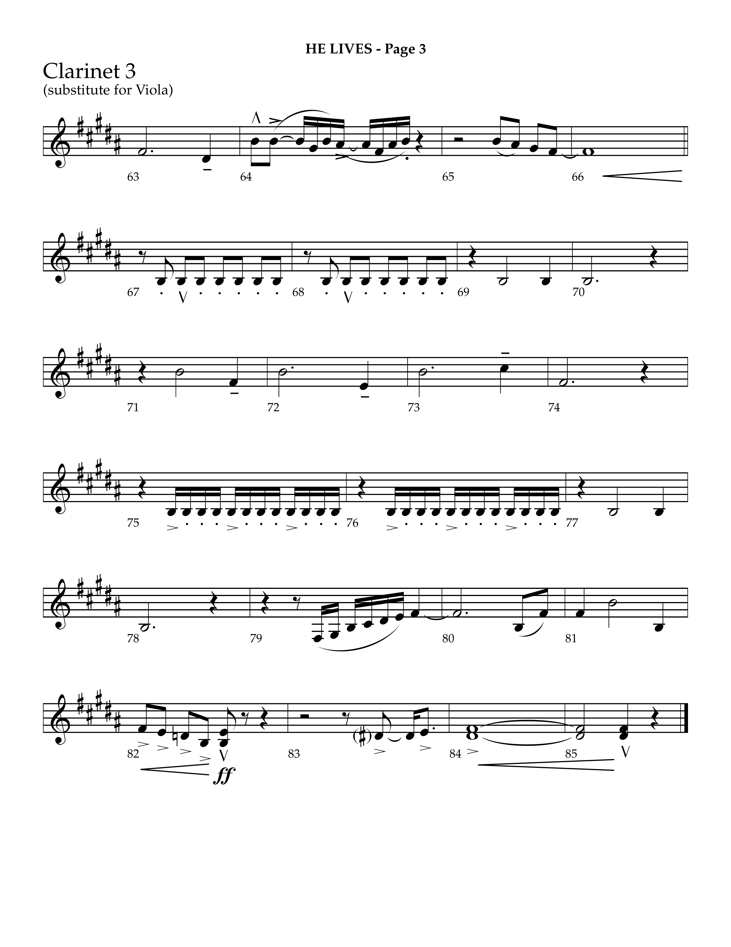 He Lives (Choral Anthem SATB) Clarinet 3 (Lifeway Choral / Arr. J. Daniel Smith)