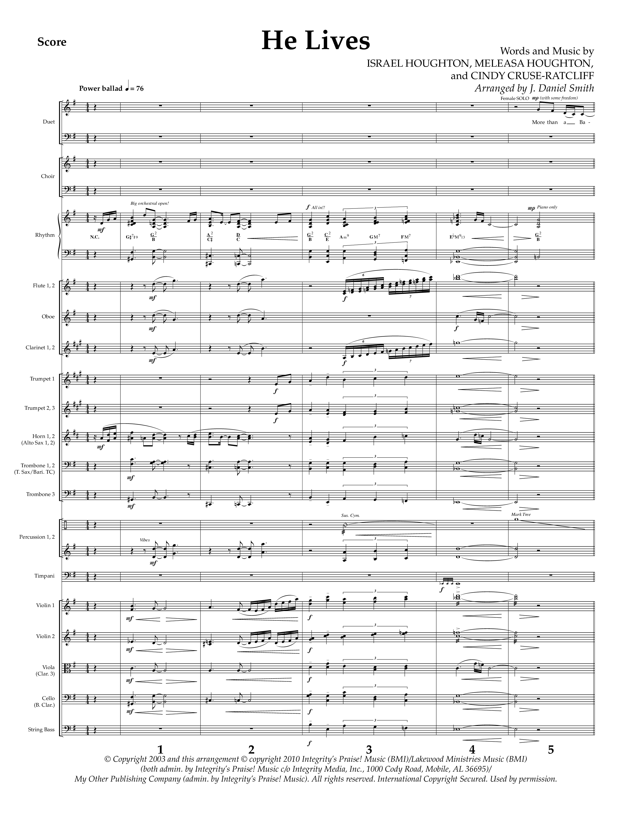 He Lives (Choral Anthem SATB) Orchestration (Lifeway Choral / Arr. J. Daniel Smith)