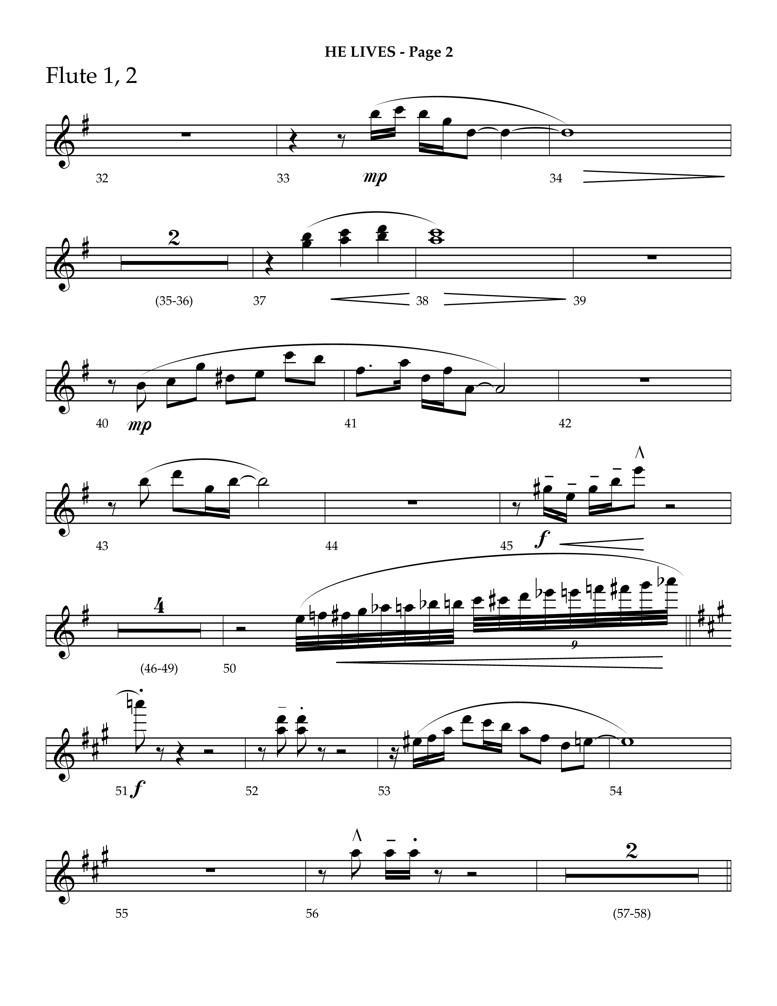 He Lives (Choral Anthem SATB) Flute 1/2 (Lifeway Choral / Arr. J. Daniel Smith)