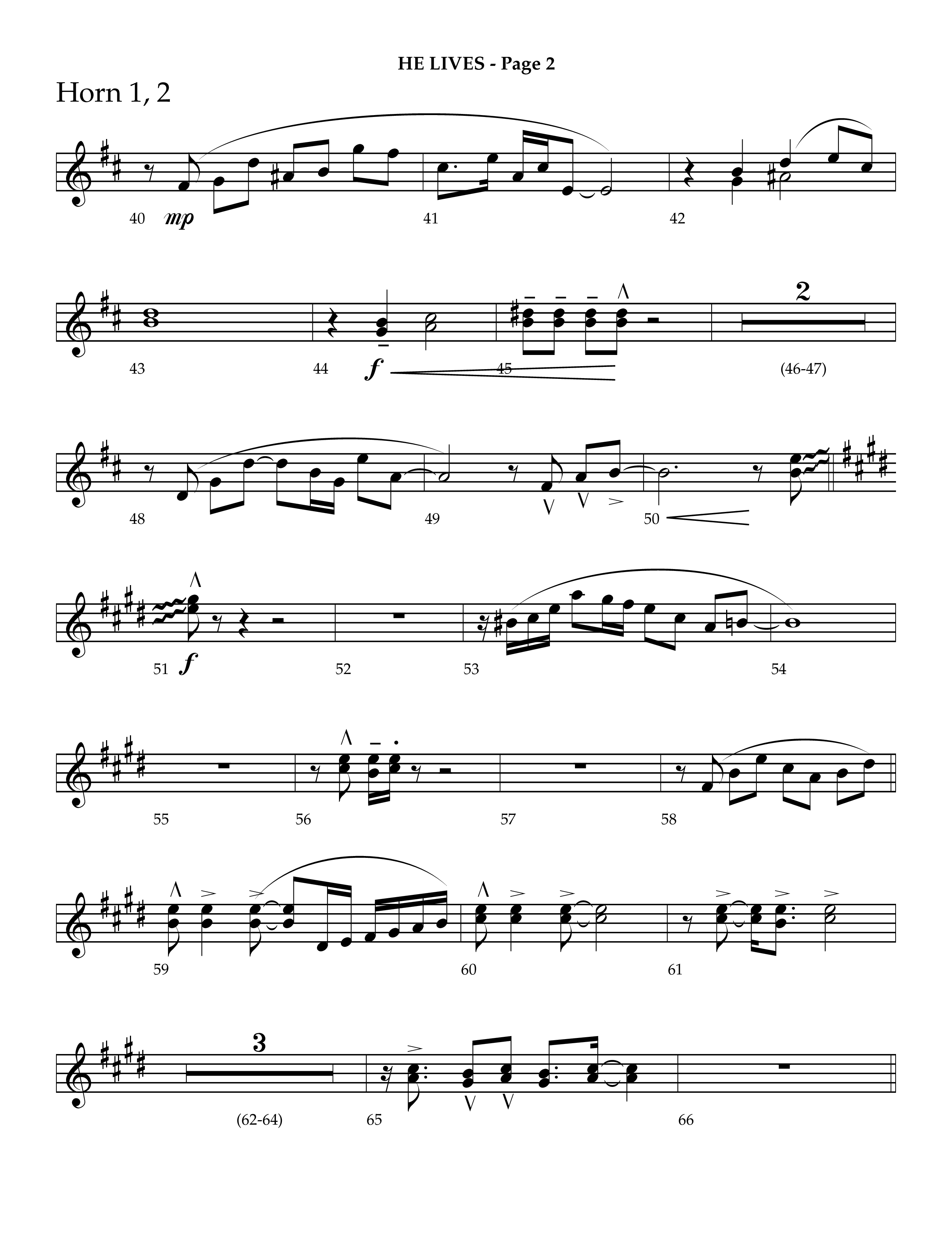 He Lives (Choral Anthem SATB) French Horn 1/2 (Lifeway Choral / Arr. J. Daniel Smith)