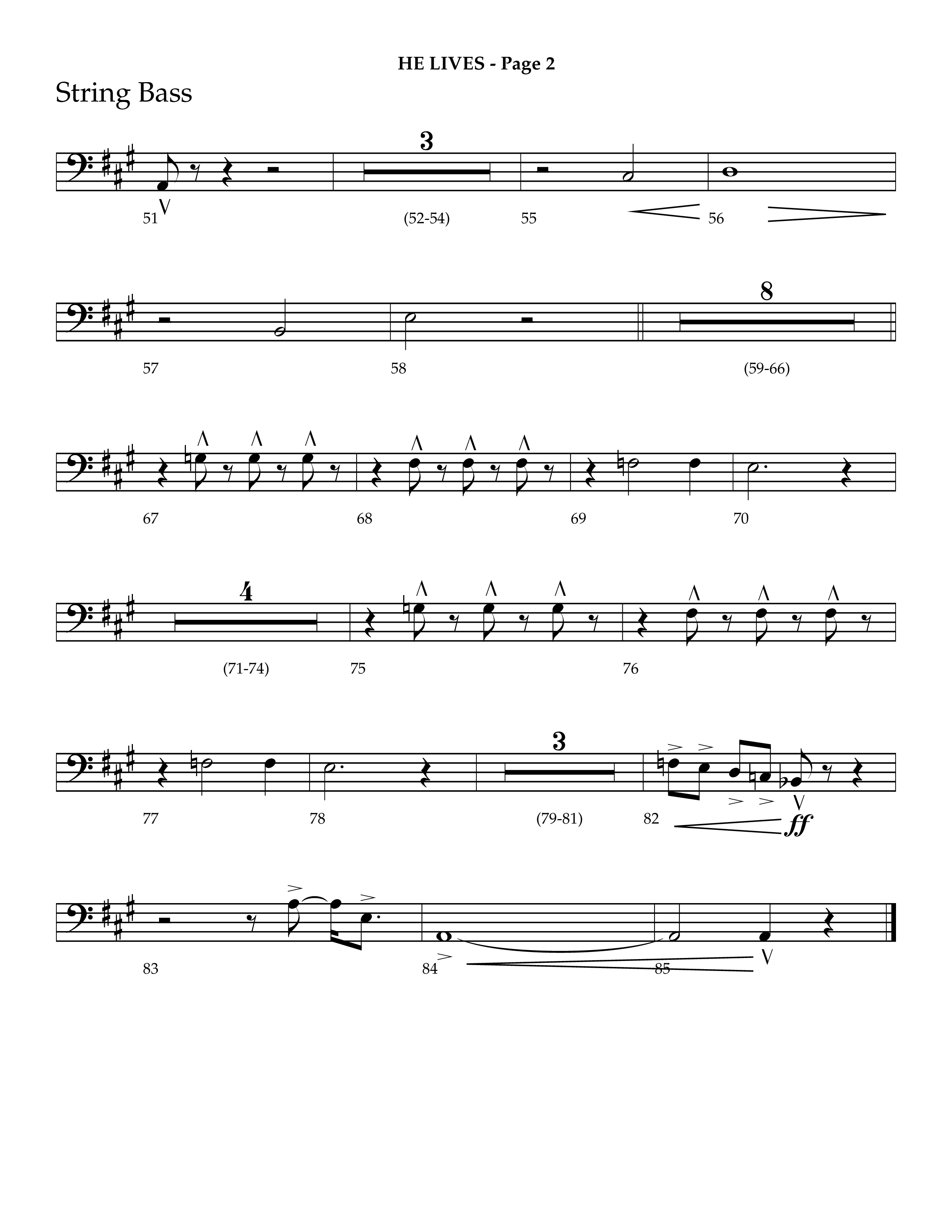 He Lives (Choral Anthem SATB) String Bass (Lifeway Choral / Arr. J. Daniel Smith)