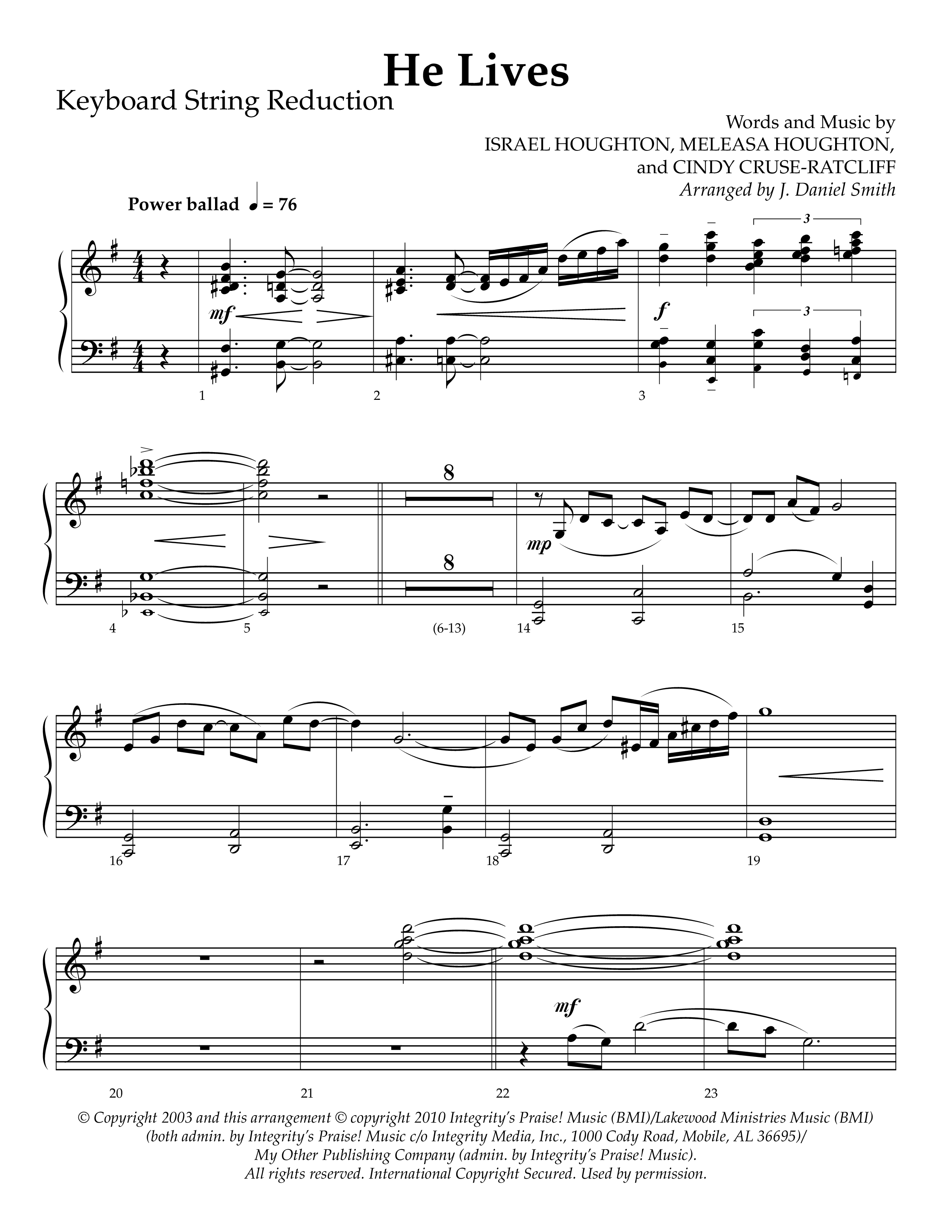 He Lives (Choral Anthem SATB) String Reduction (Lifeway Choral / Arr. J. Daniel Smith)