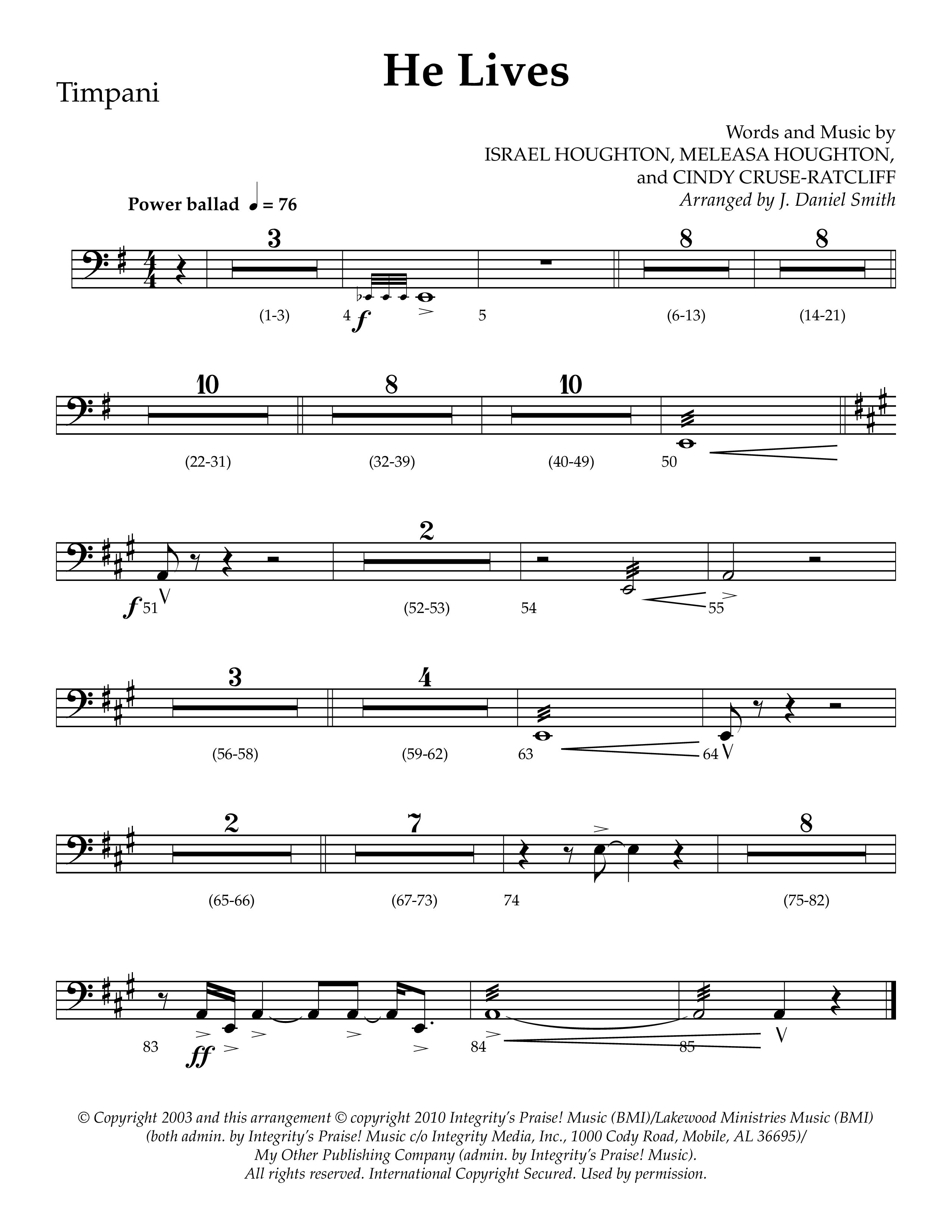 He Lives (Choral Anthem SATB) Timpani (Lifeway Choral / Arr. J. Daniel Smith)