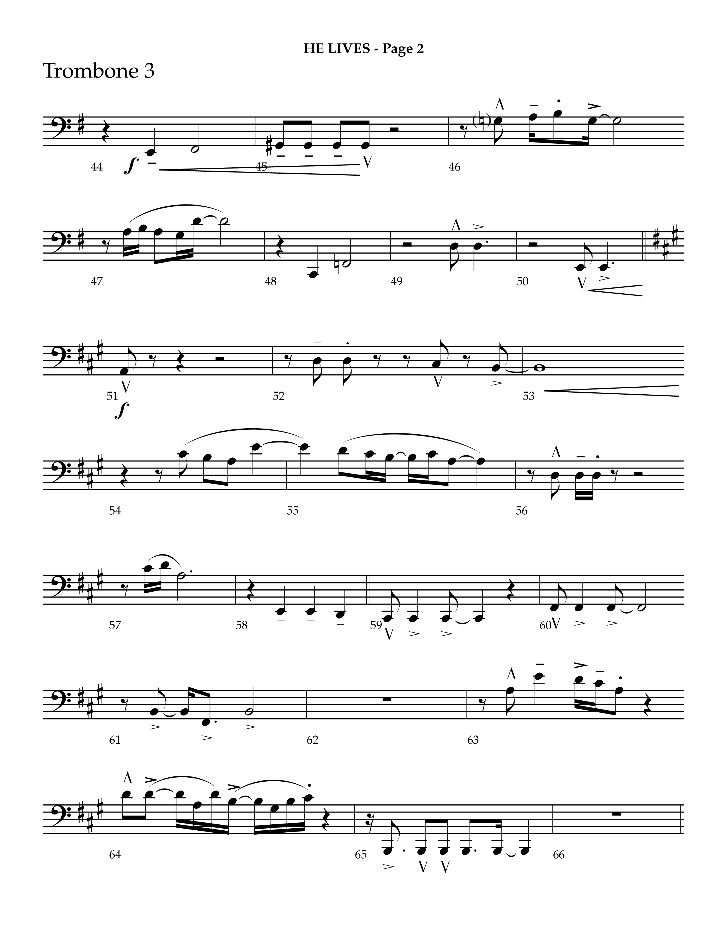He Lives (Choral Anthem SATB) Trombone 3 (Lifeway Choral / Arr. J. Daniel Smith)