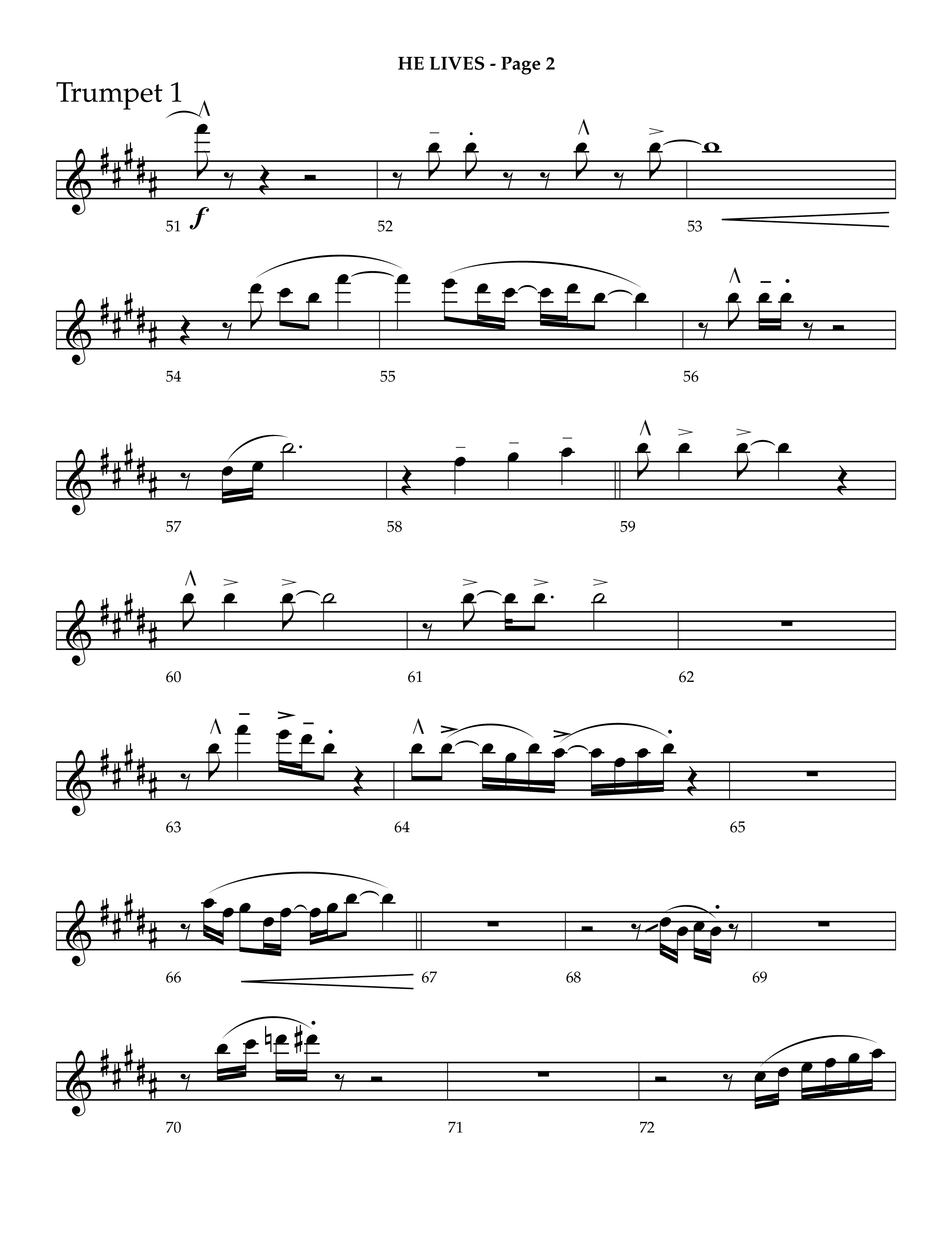 He Lives (Choral Anthem SATB) Trumpet 1 (Lifeway Choral / Arr. J. Daniel Smith)