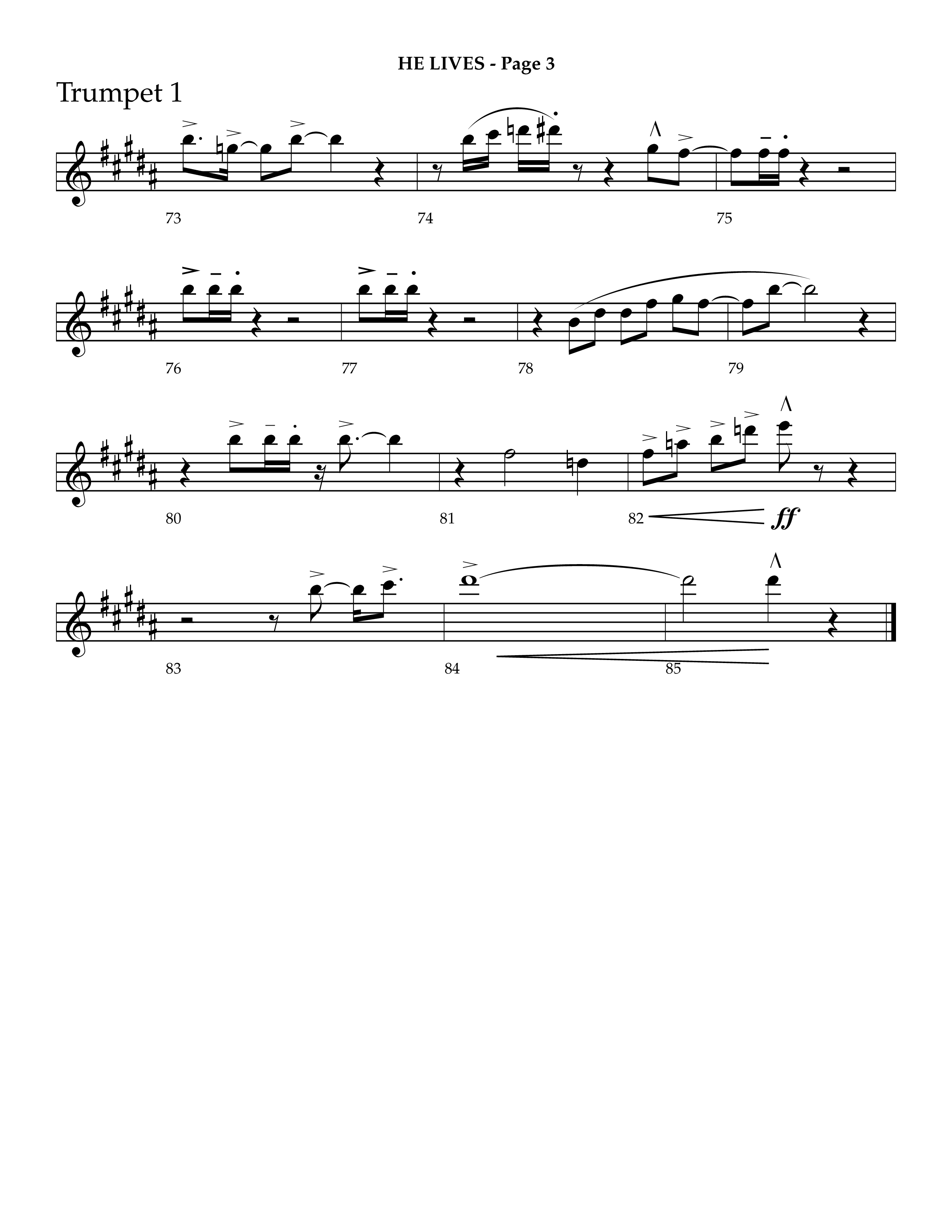 He Lives (Choral Anthem SATB) Trumpet 1 (Lifeway Choral / Arr. J. Daniel Smith)