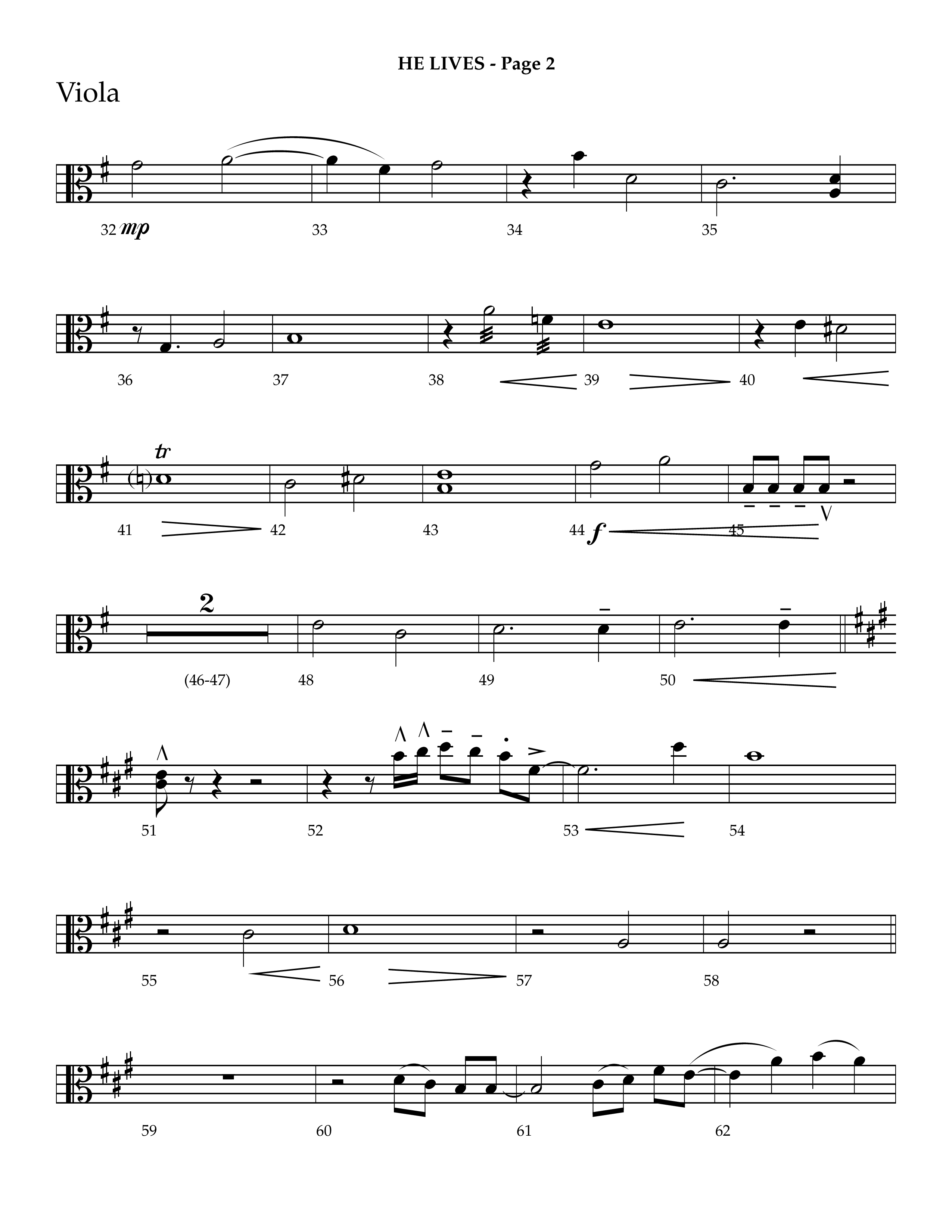 He Lives (Choral Anthem SATB) Viola (Lifeway Choral / Arr. J. Daniel Smith)