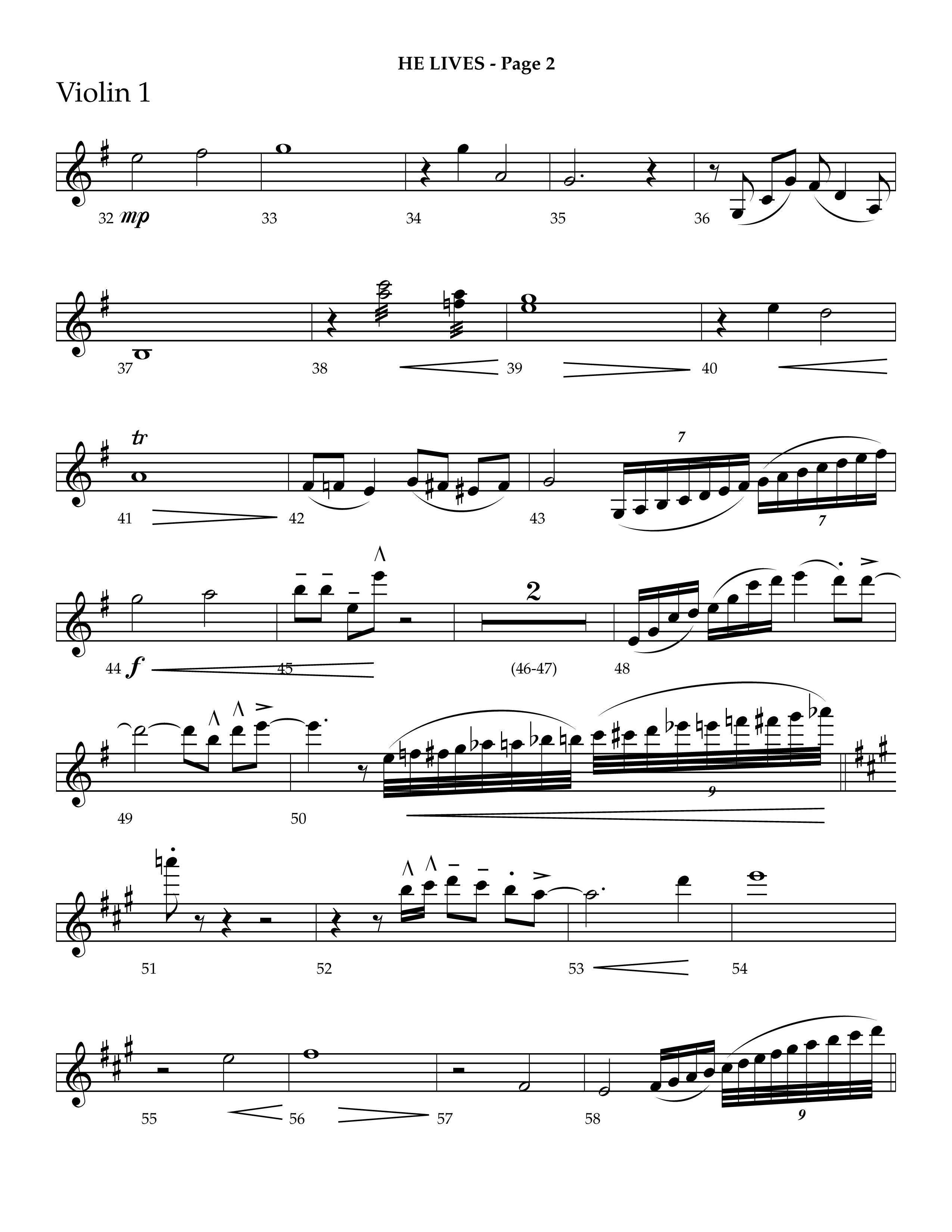 He Lives (Choral Anthem SATB) Violin 1 (Lifeway Choral / Arr. J. Daniel Smith)