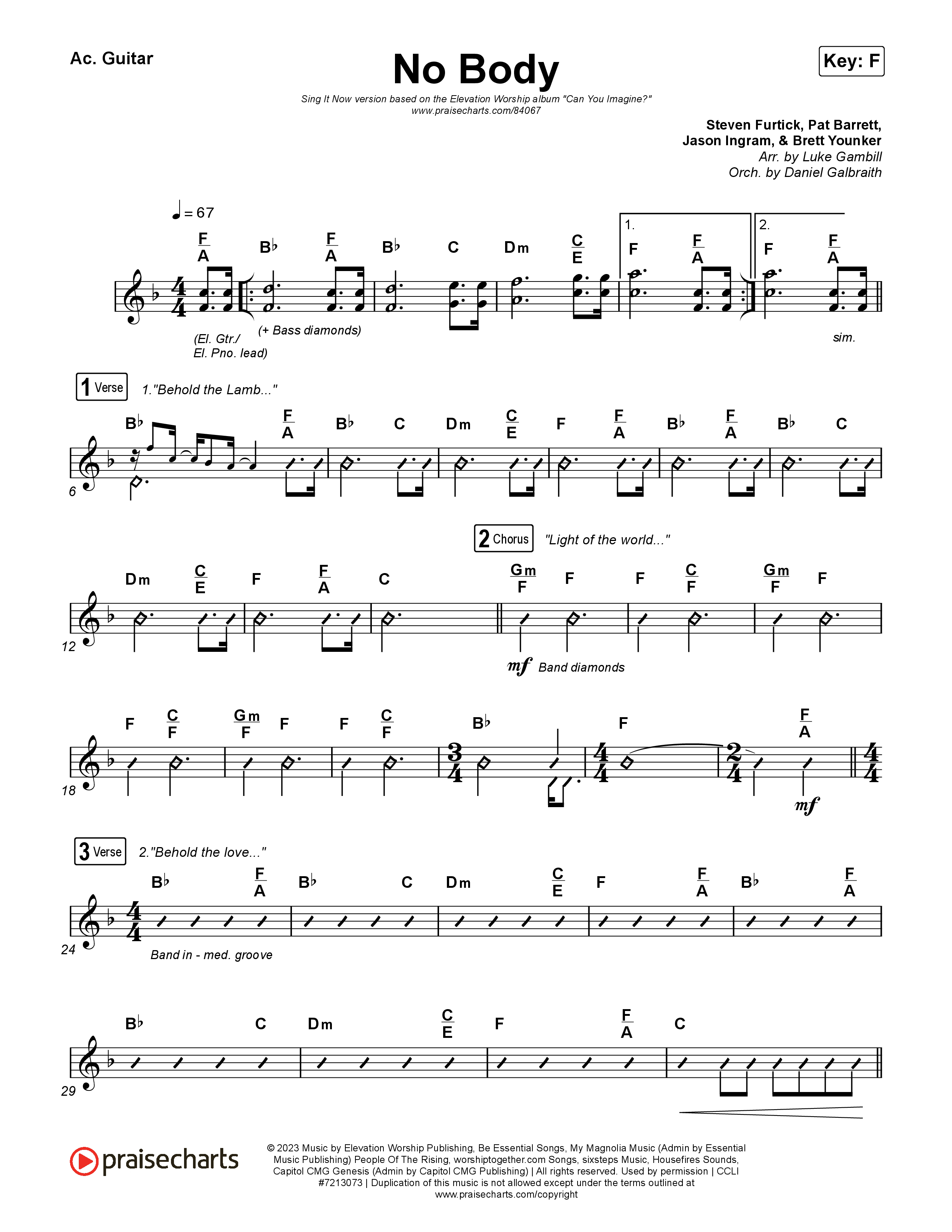 No Body (Sing It Now) Acoustic Guitar (Elevation Worship / Jonsal Barrientes / Arr. Luke Gambill)