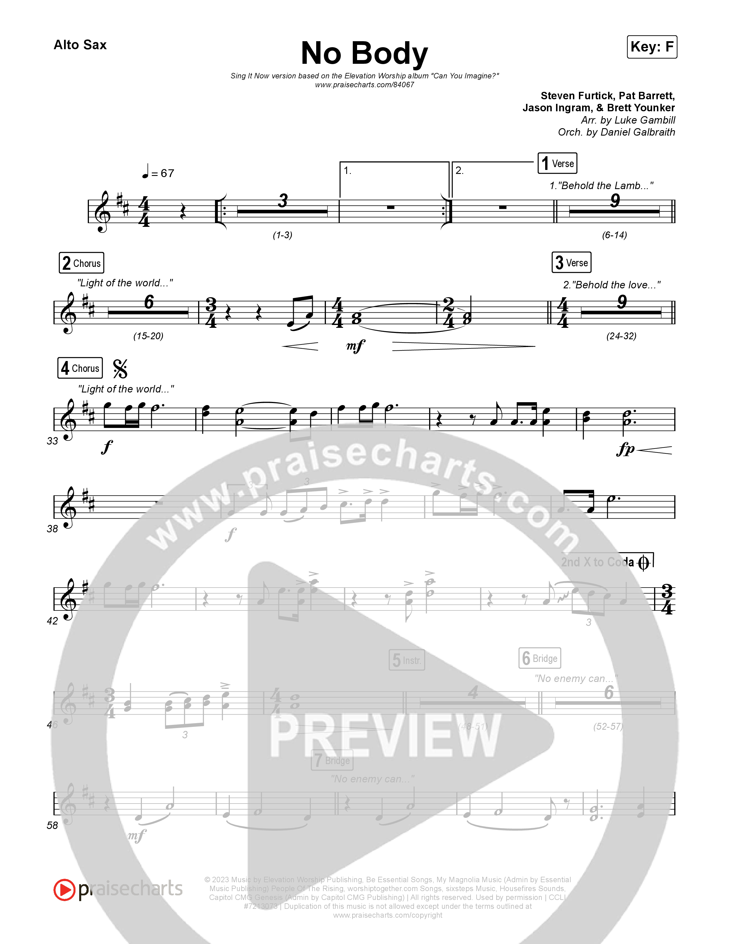 No Body (Sing It Now) Sax Pack (Elevation Worship / Jonsal Barrientes / Arr. Luke Gambill)