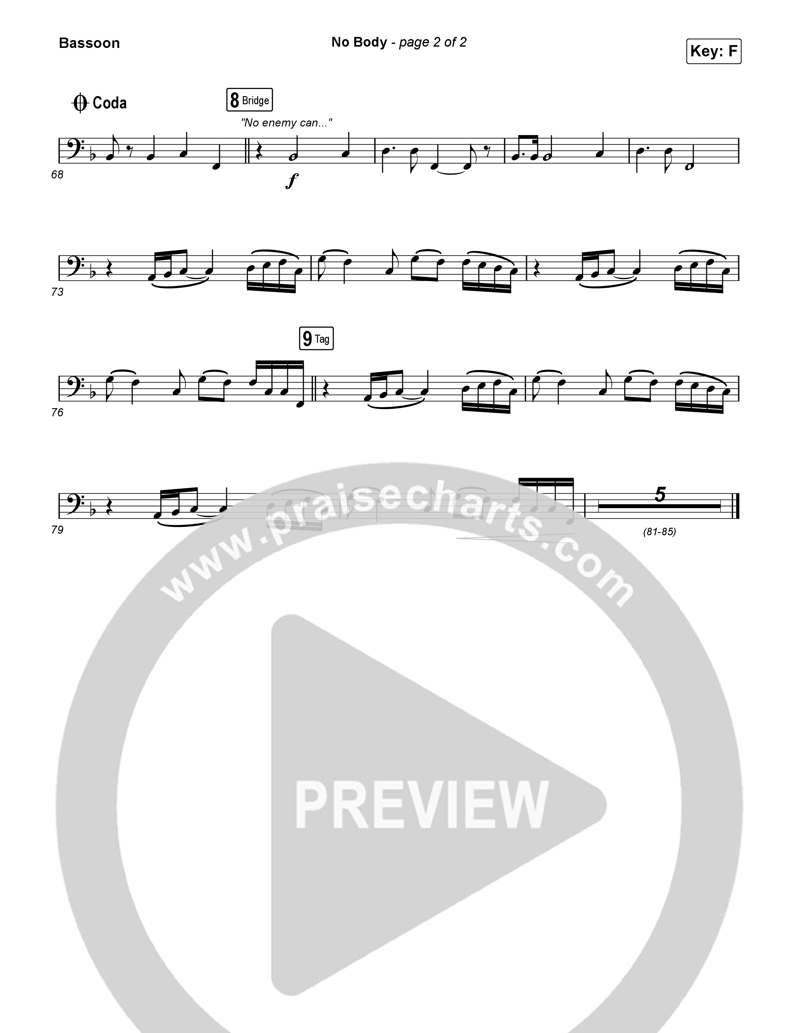 No Body (Sing It Now) Bassoon (Elevation Worship / Jonsal Barrientes / Arr. Luke Gambill)