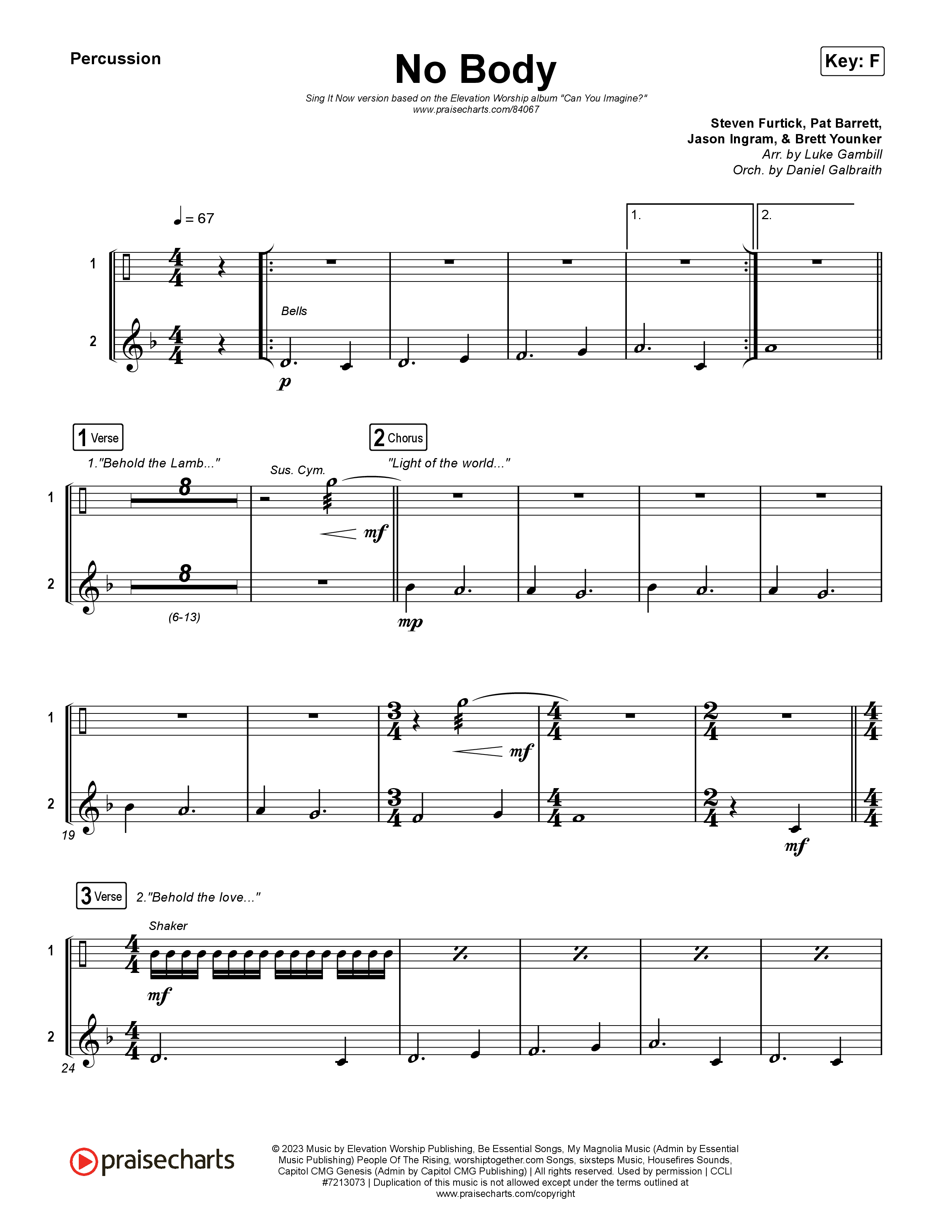 No Body (Sing It Now) Percussion (Elevation Worship / Jonsal Barrientes / Arr. Luke Gambill)