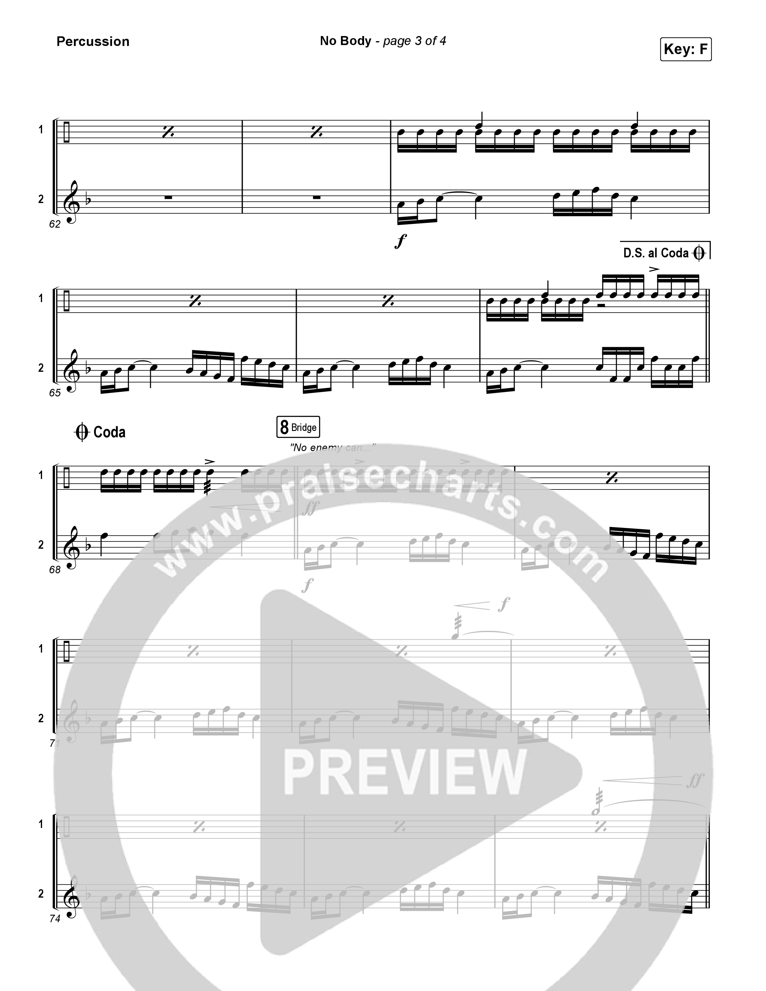 No Body (Sing It Now) Percussion (Elevation Worship / Jonsal Barrientes / Arr. Luke Gambill)